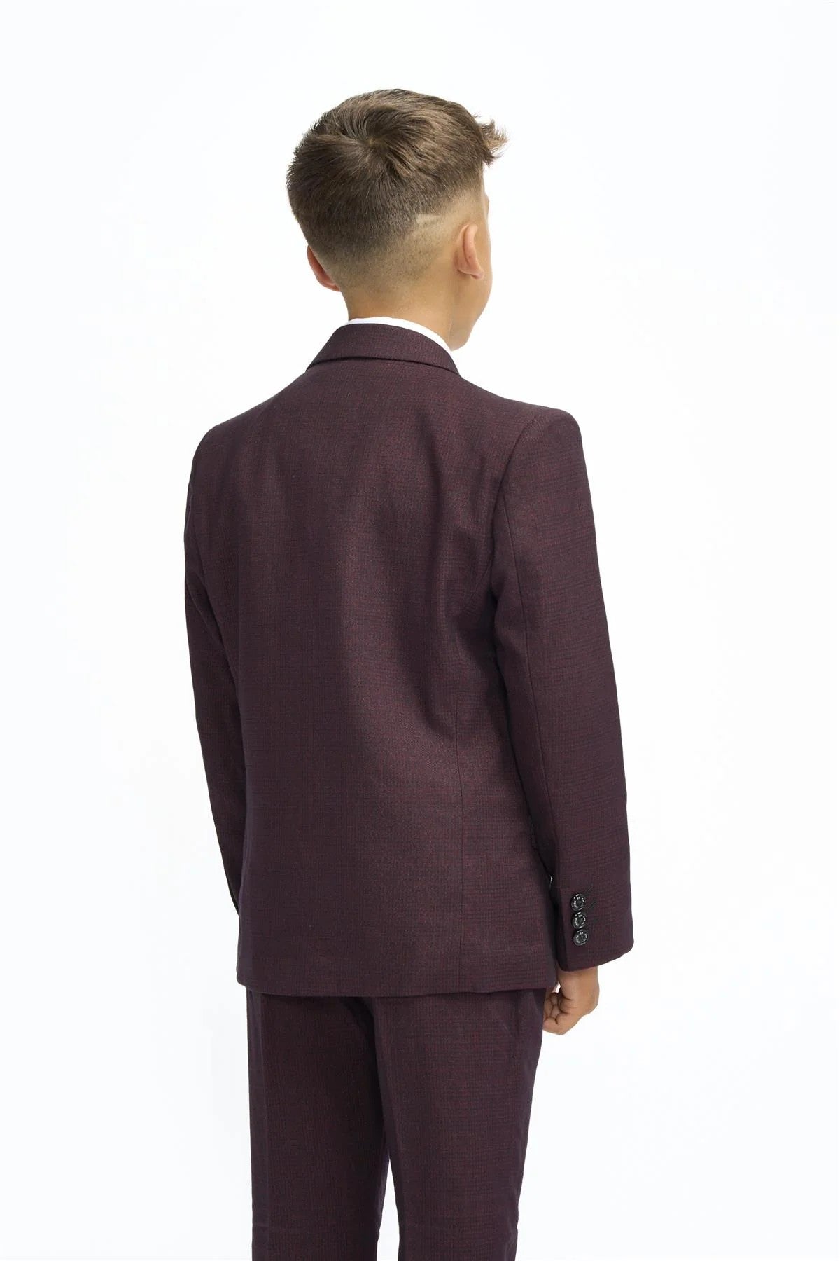 3-Piece Slim Suit for Boys – Wine
