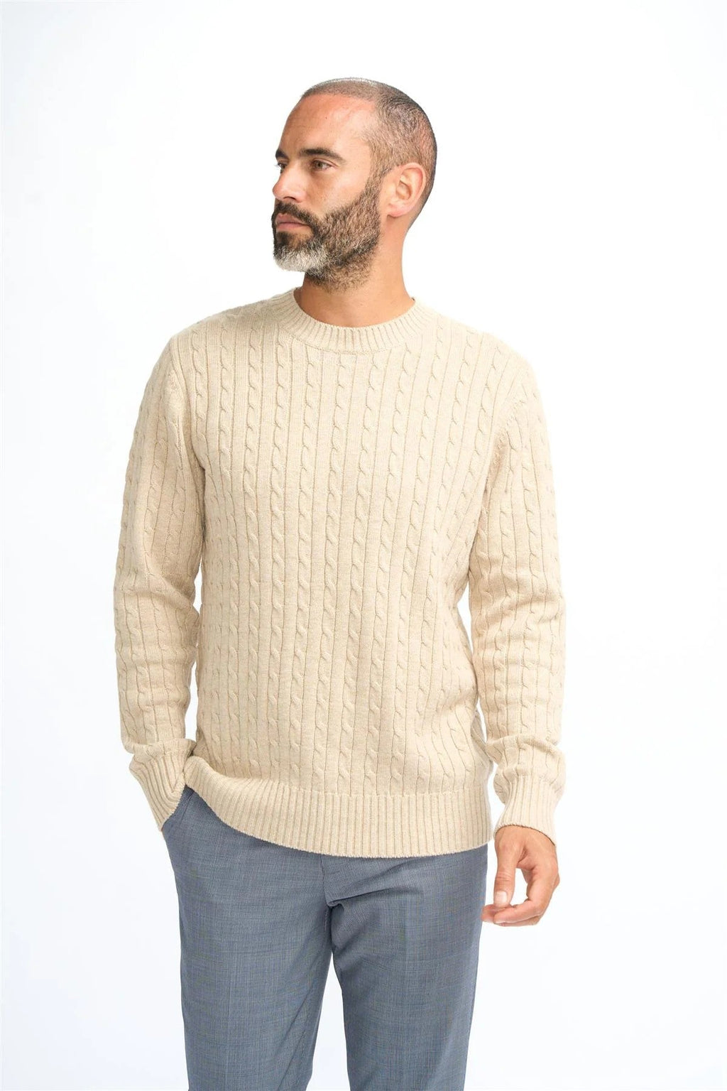 Men’s wool cable knit jumper, warm textured knit