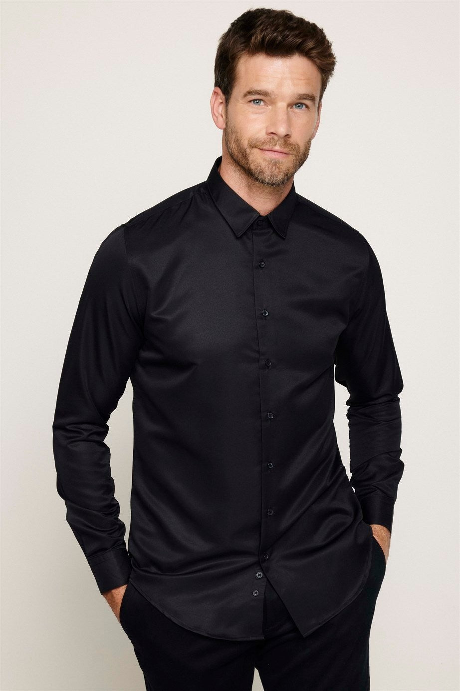 Men’s slim fit long sleeve dress shirt smart office