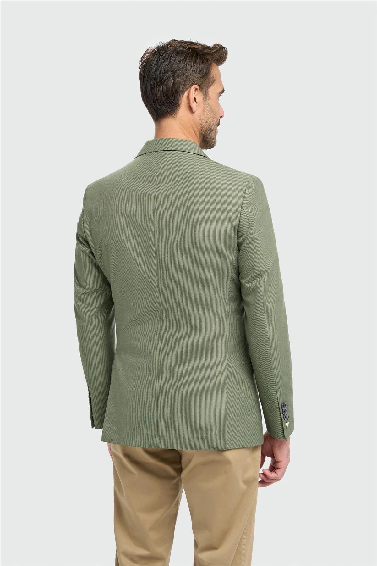 Mens Olive Green Textured Blazer CRISTO