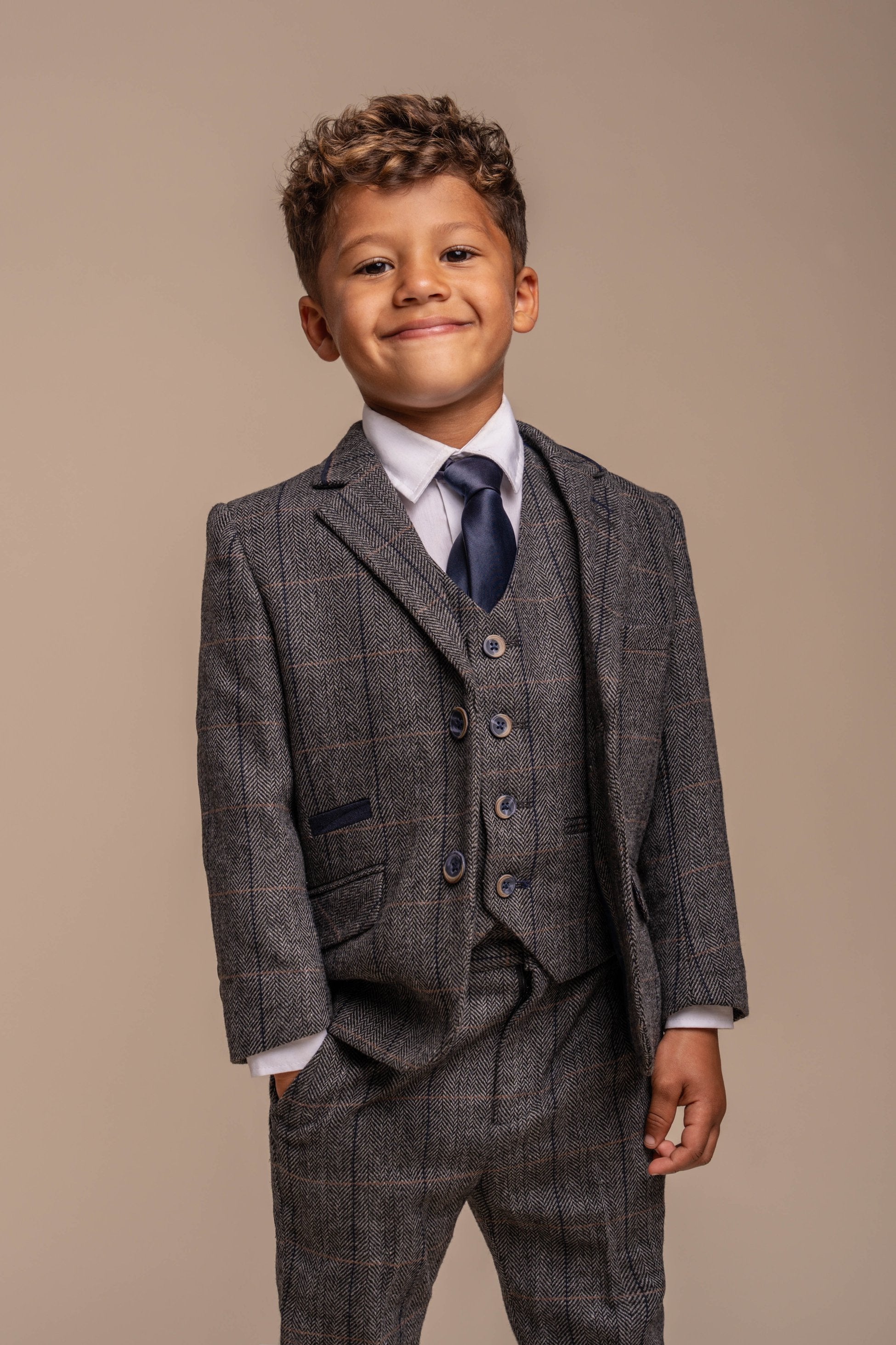boys’ herringbone tweed wool blend slim fit suit