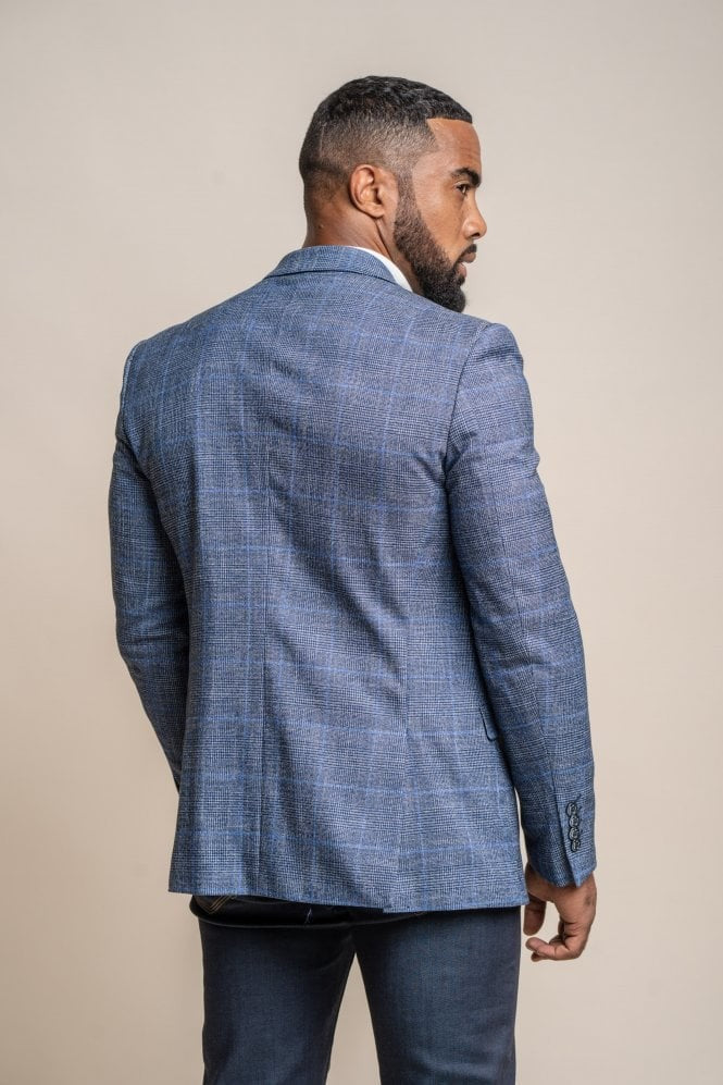 Men's Phantom Azure Blue Check Slim Fit Contemporary Suit