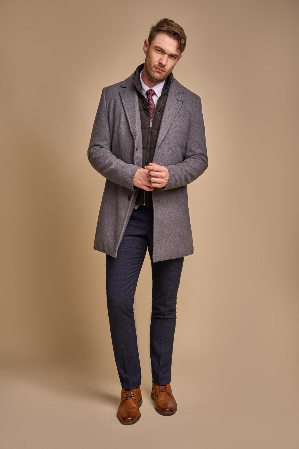 Men's slate slim-fit wool-blend coat, SANFORD.