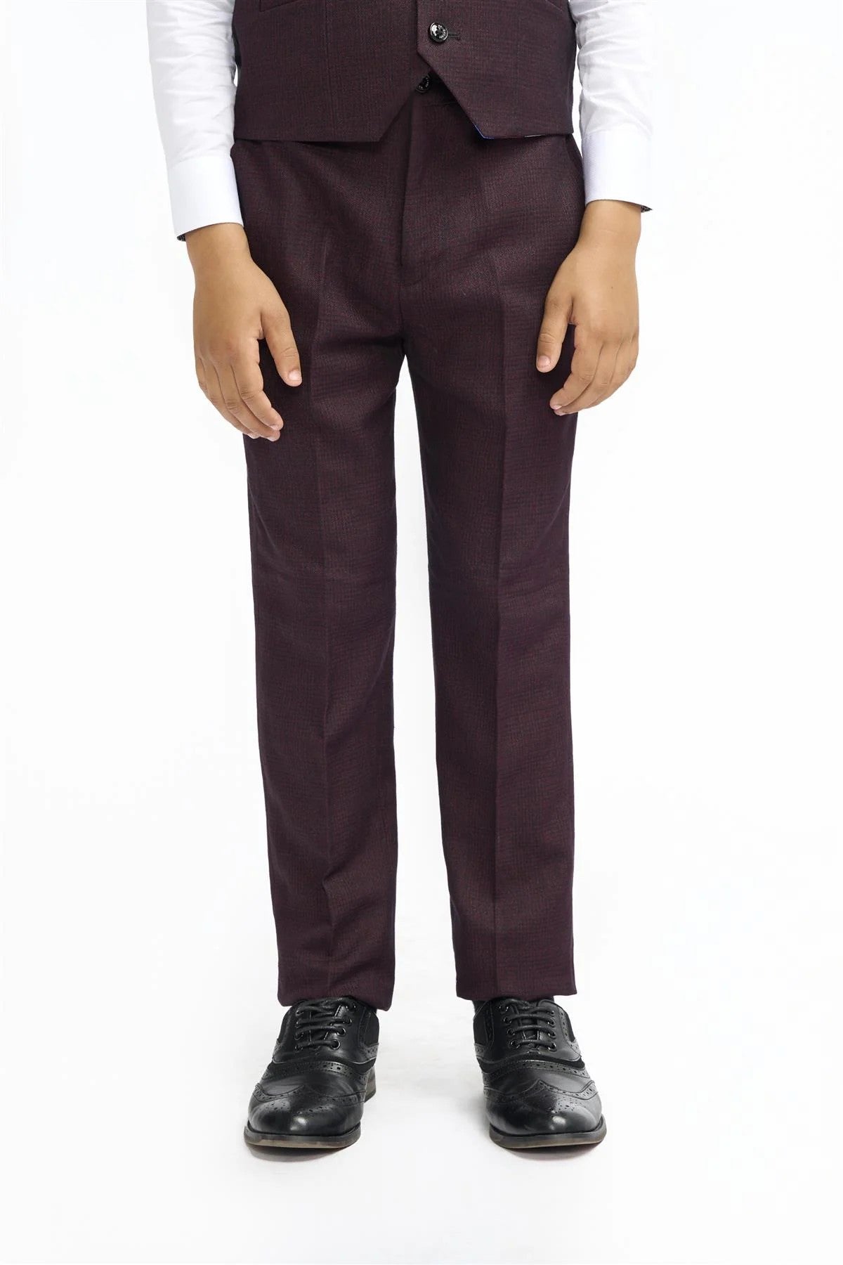 3-Piece Slim Suit for Boys – Wine