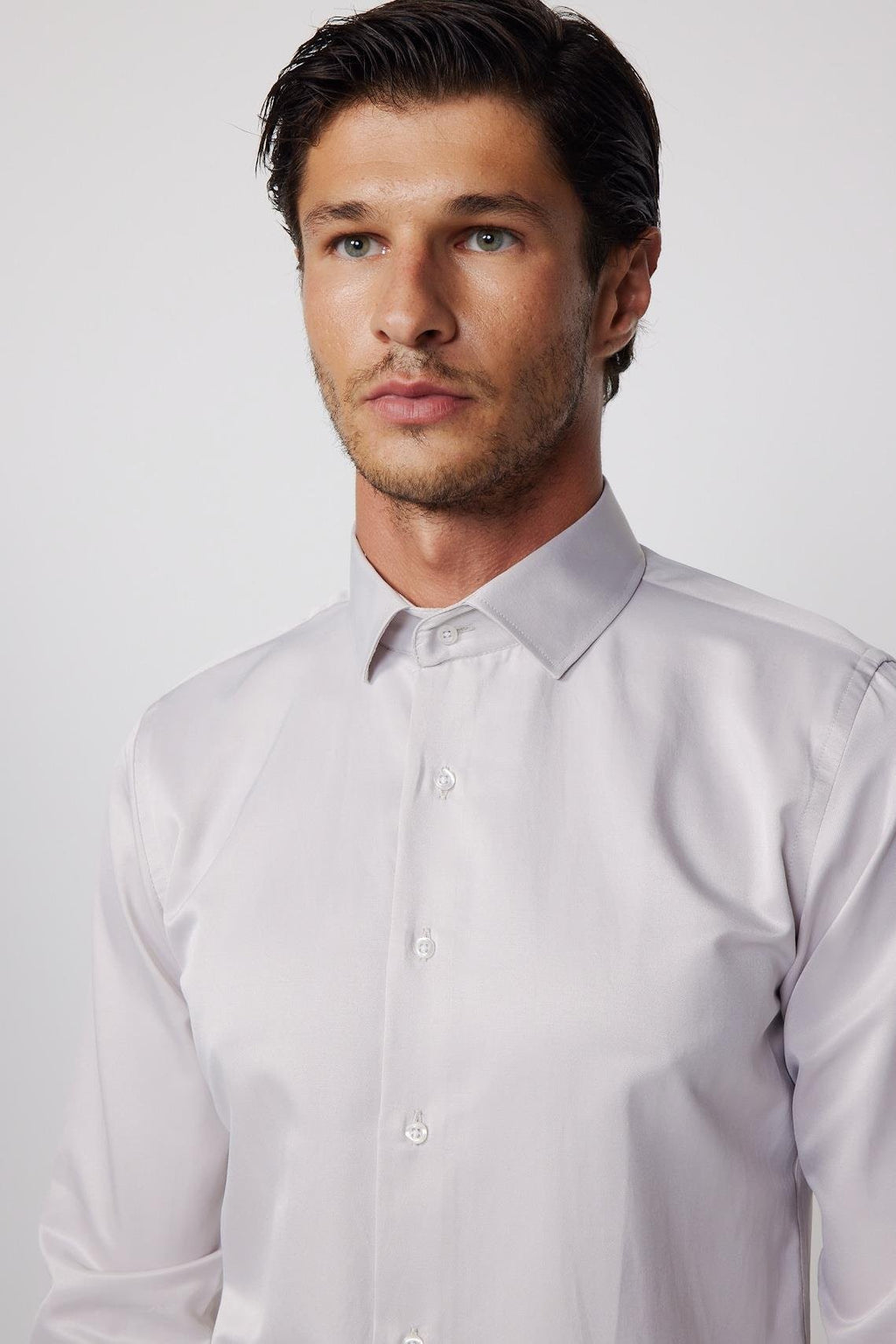 Mens Dimi Dotti Beige Cotton Blend Slim Fit Dress Shirt