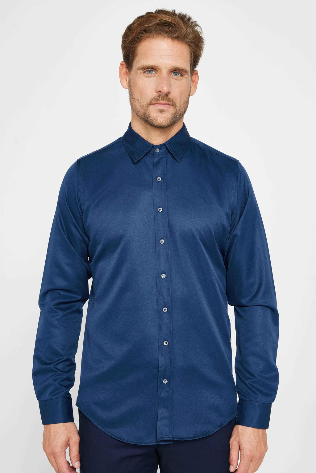 Men’s slim fit long sleeve dress shirt poplin cotton