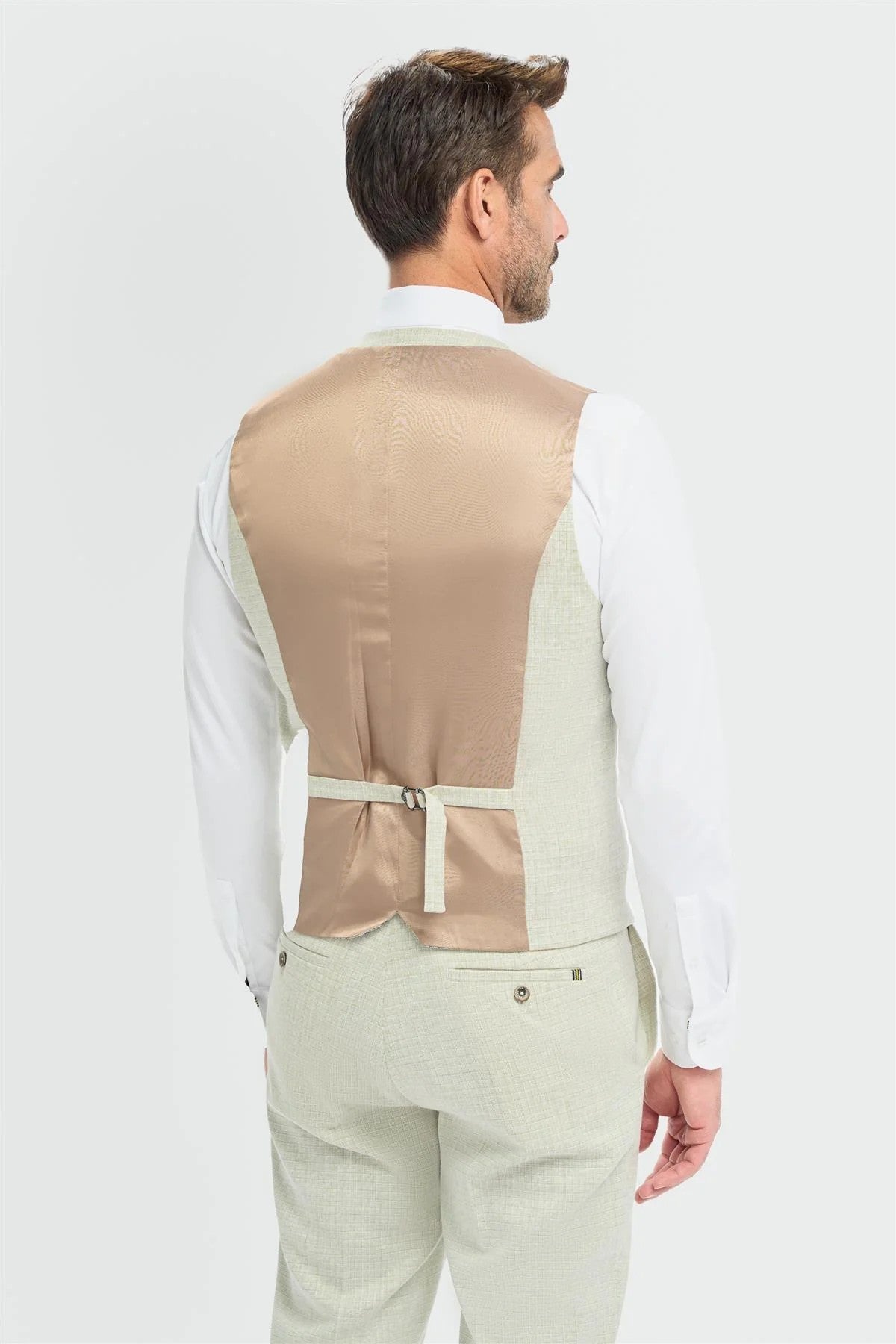 Mens Sage Green Slim Fit Textured Formal Waistcoat TROPEZ