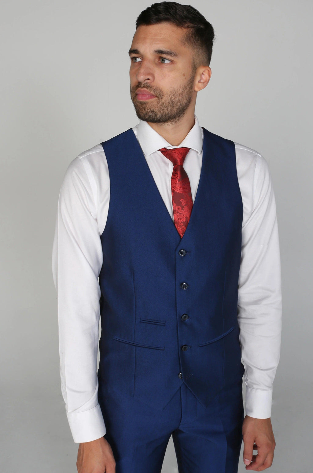 Mens navy sheen effect waistcoat Kingsley