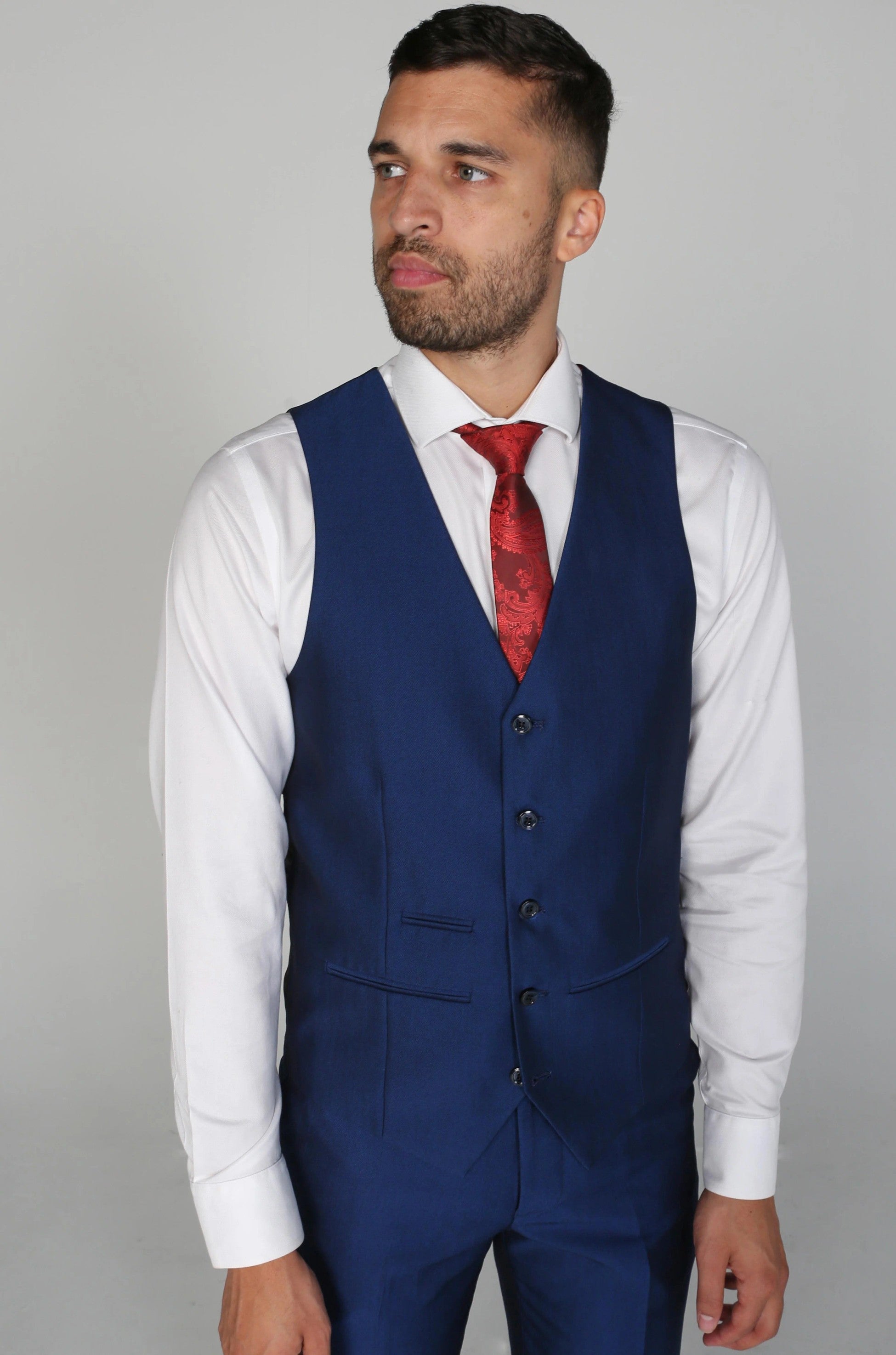 Mens navy sheen effect waistcoat Kingsley