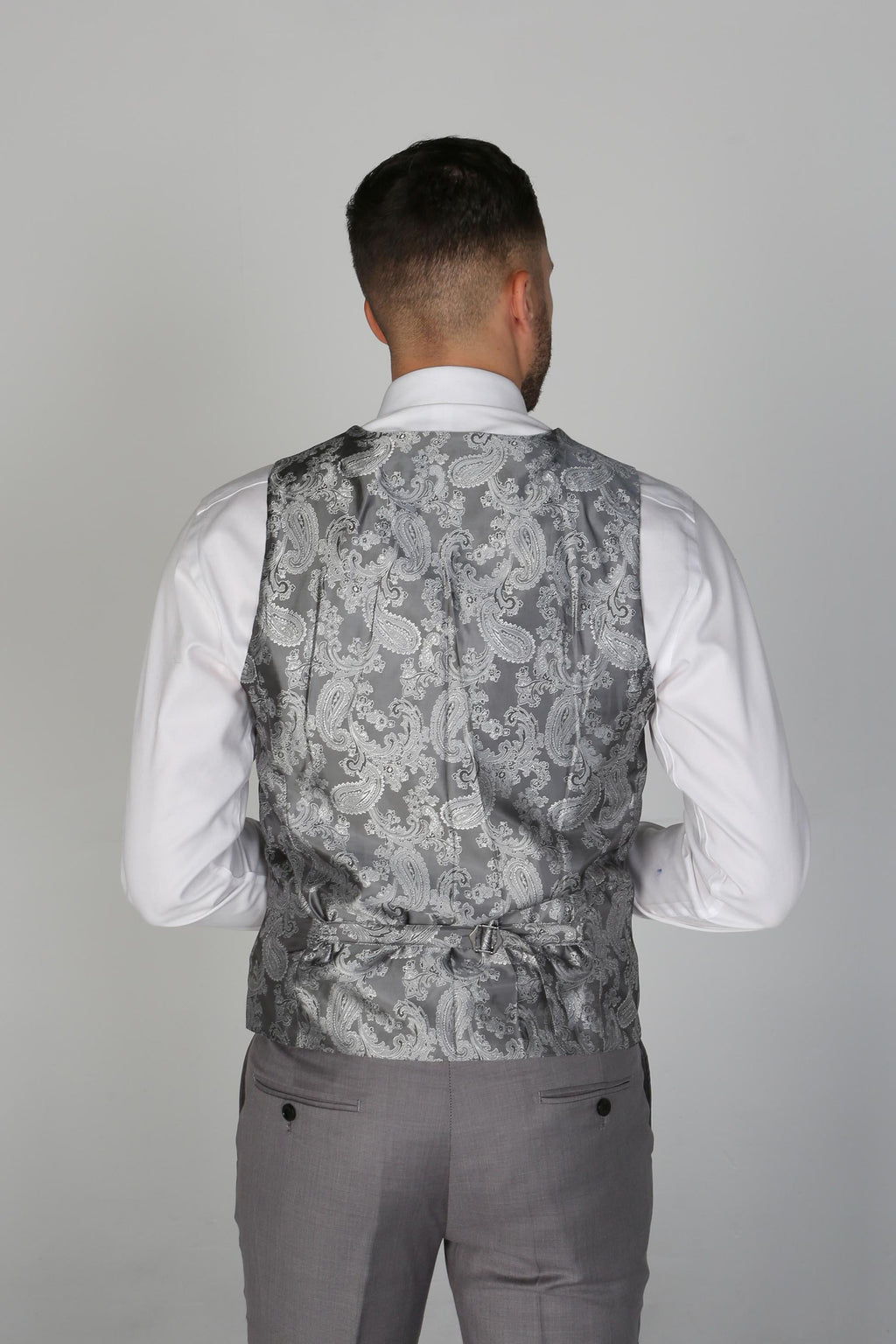 Mens Light Grey Tailored Fit Formal Waistcoat CHARLES