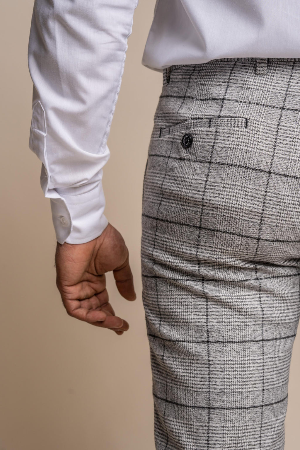 Men's Ghost Platinum Grey Tweed Windowpane Slim Fit Suit