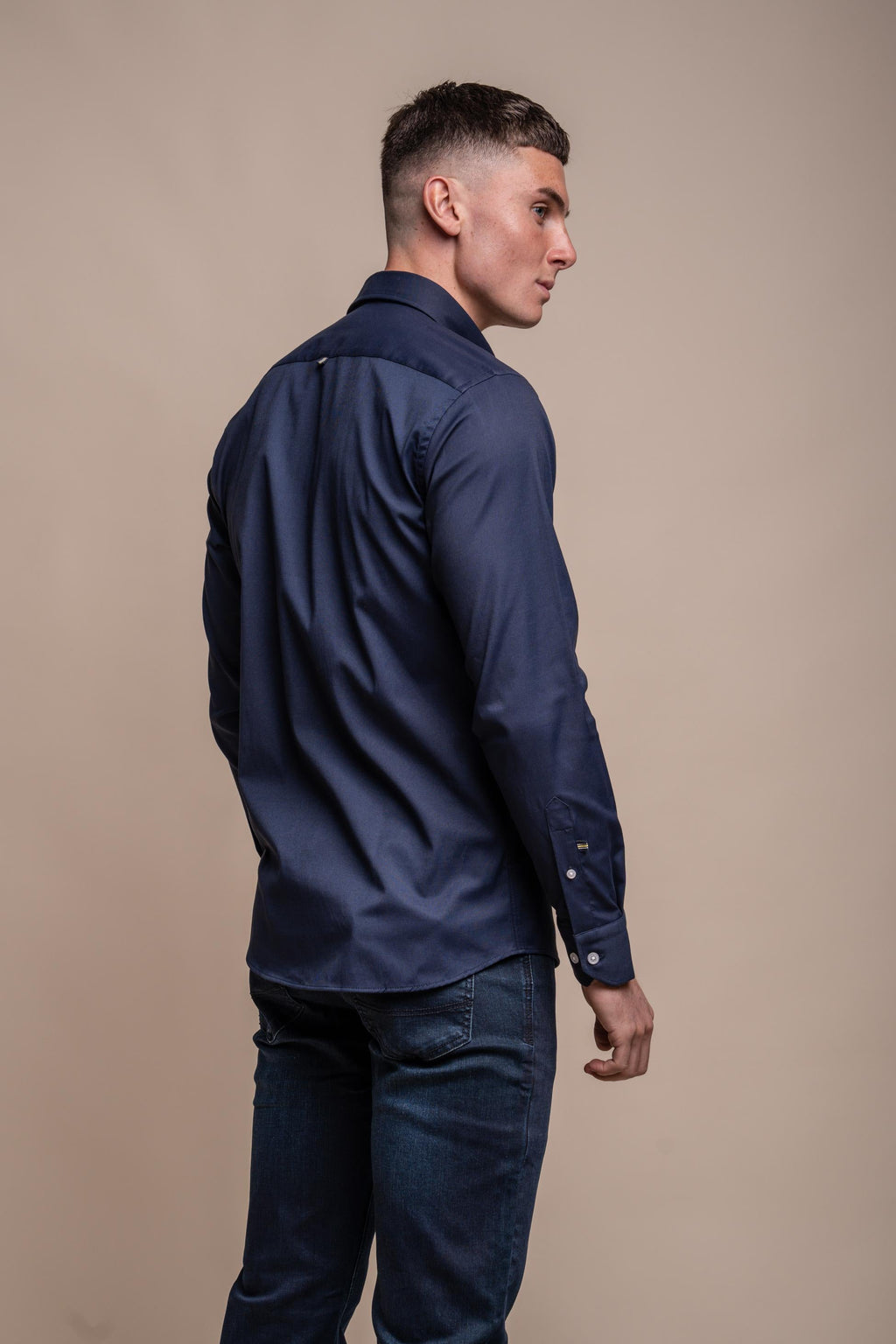 Mens Tessa Navy Blue Casual Cotton Shirt