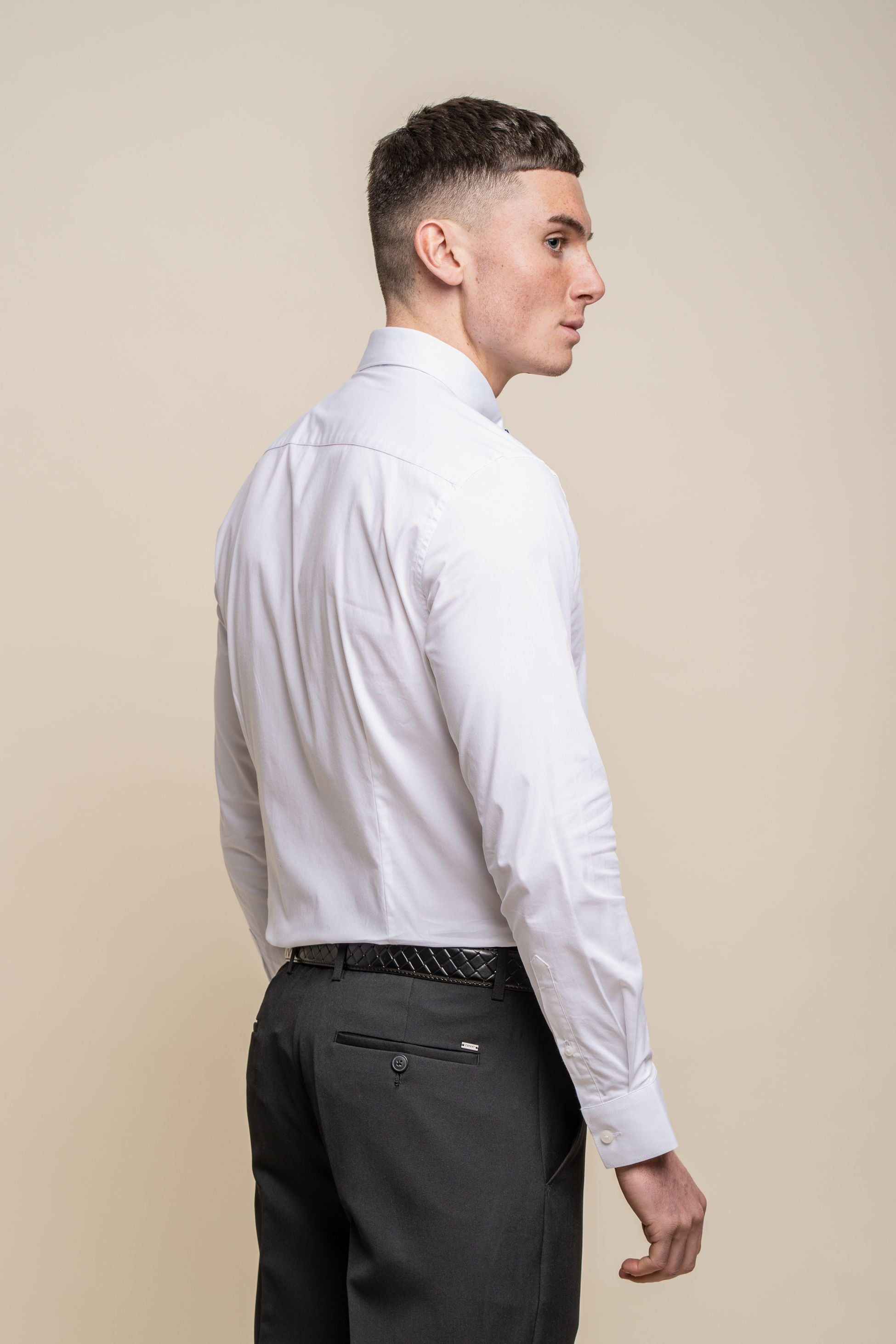 Mens Diaz White Formal Slim Fit Cotton Long Sleeve Shirt