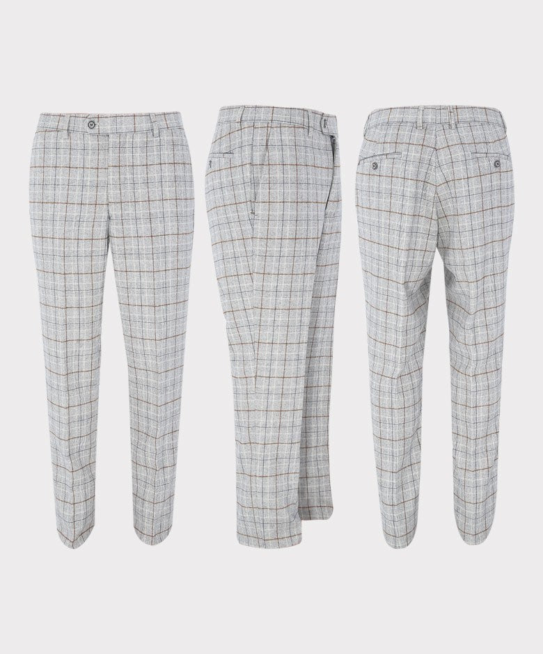 Men's Cody Ice Blue 3-Piece Tweed Windowpane Formal Slim Fit Set