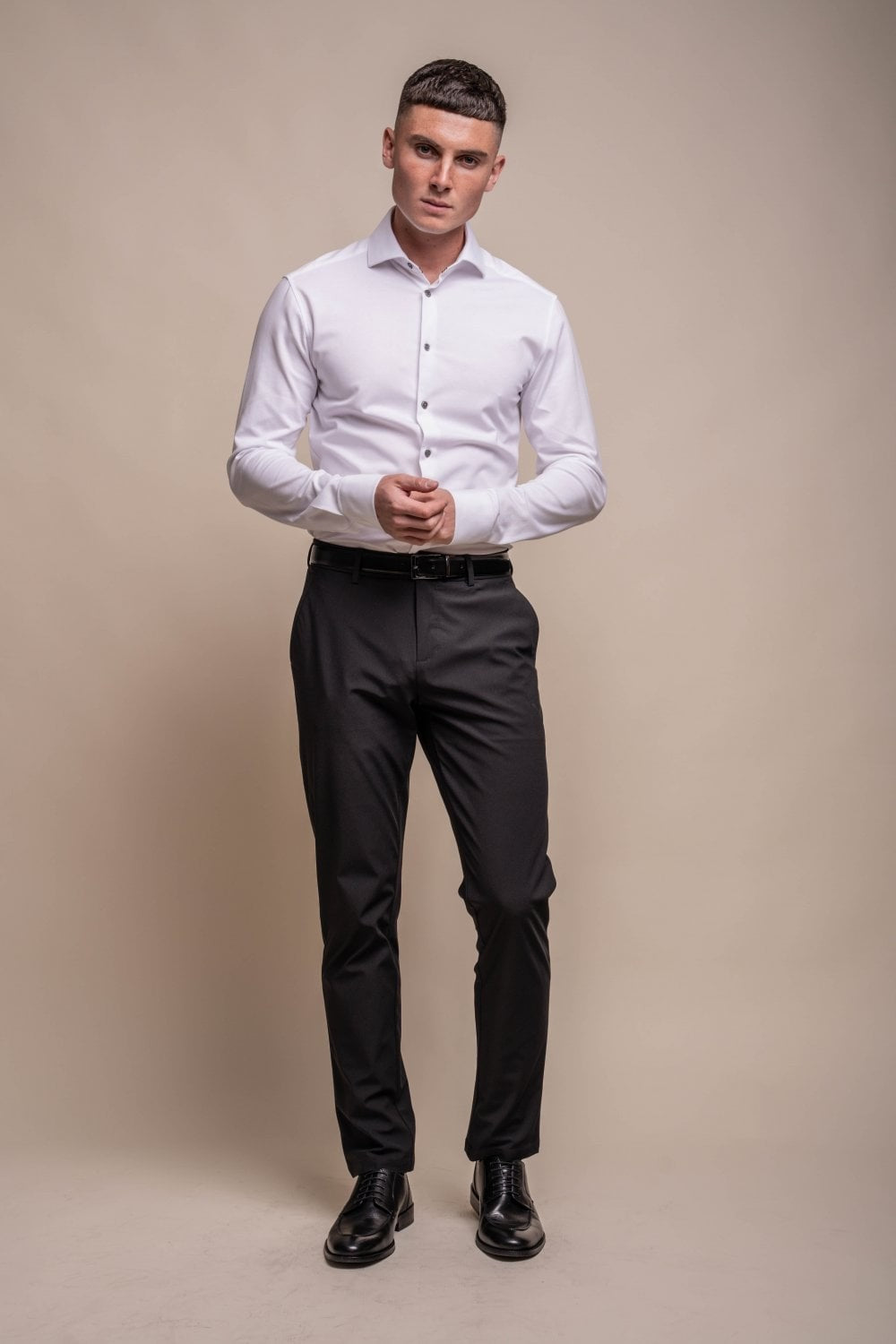 Mens Ashley White Slim Fit Cotton Long Sleeve Shirt