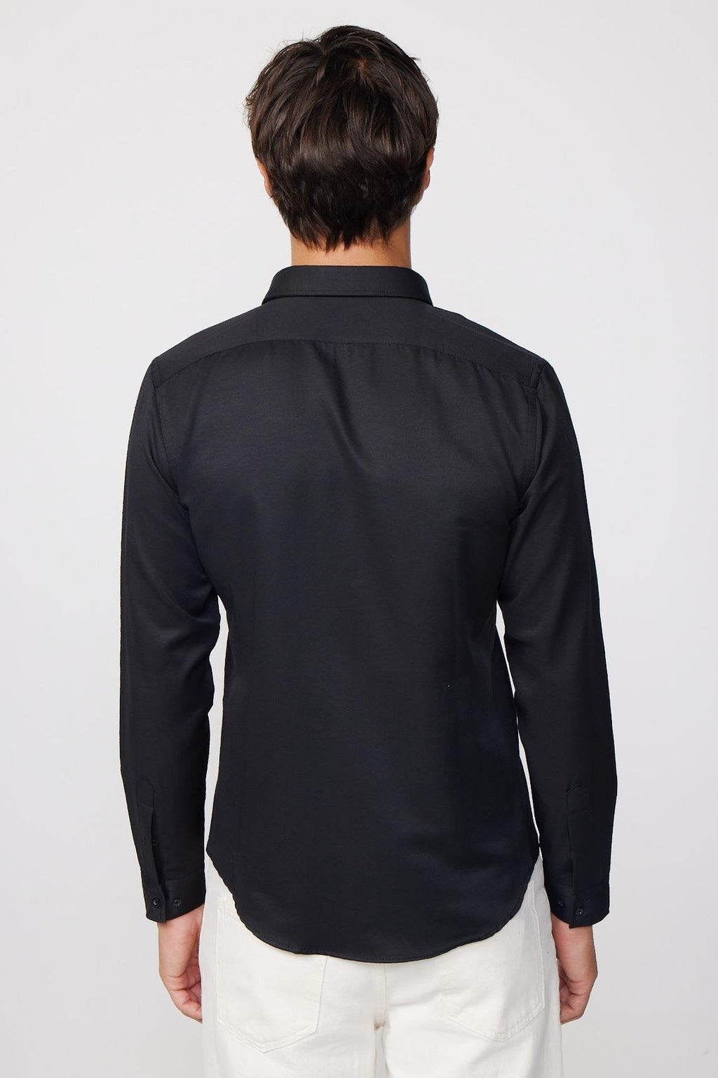 Mens Gabardin Black Slim Fit Cotton Oxford Button Down Shirt