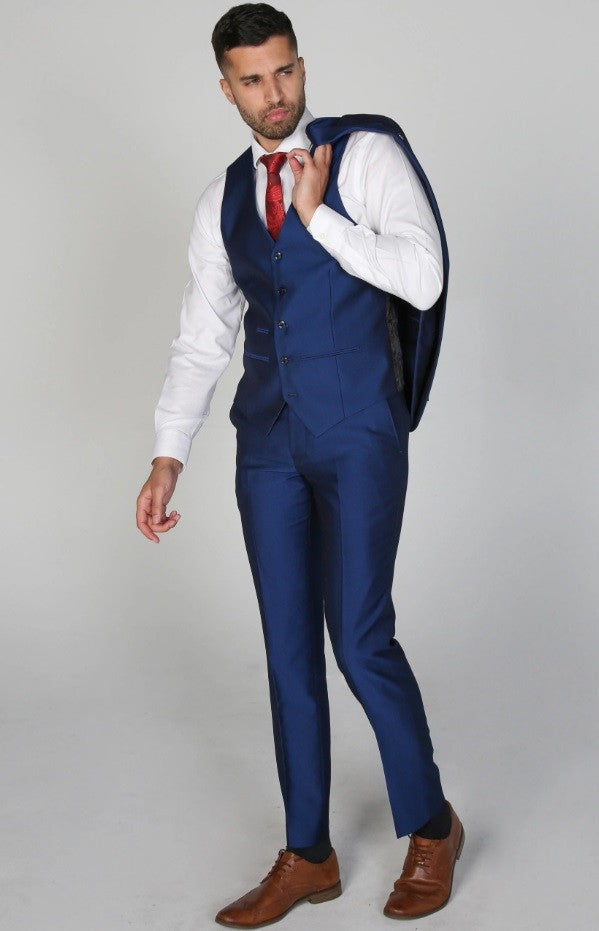 KINGSLEY Men’s Tailored Fit Royal Blue Sheen Suit