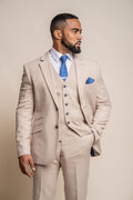 Mens beige slim fit suit jacket MIAMI on mannequin