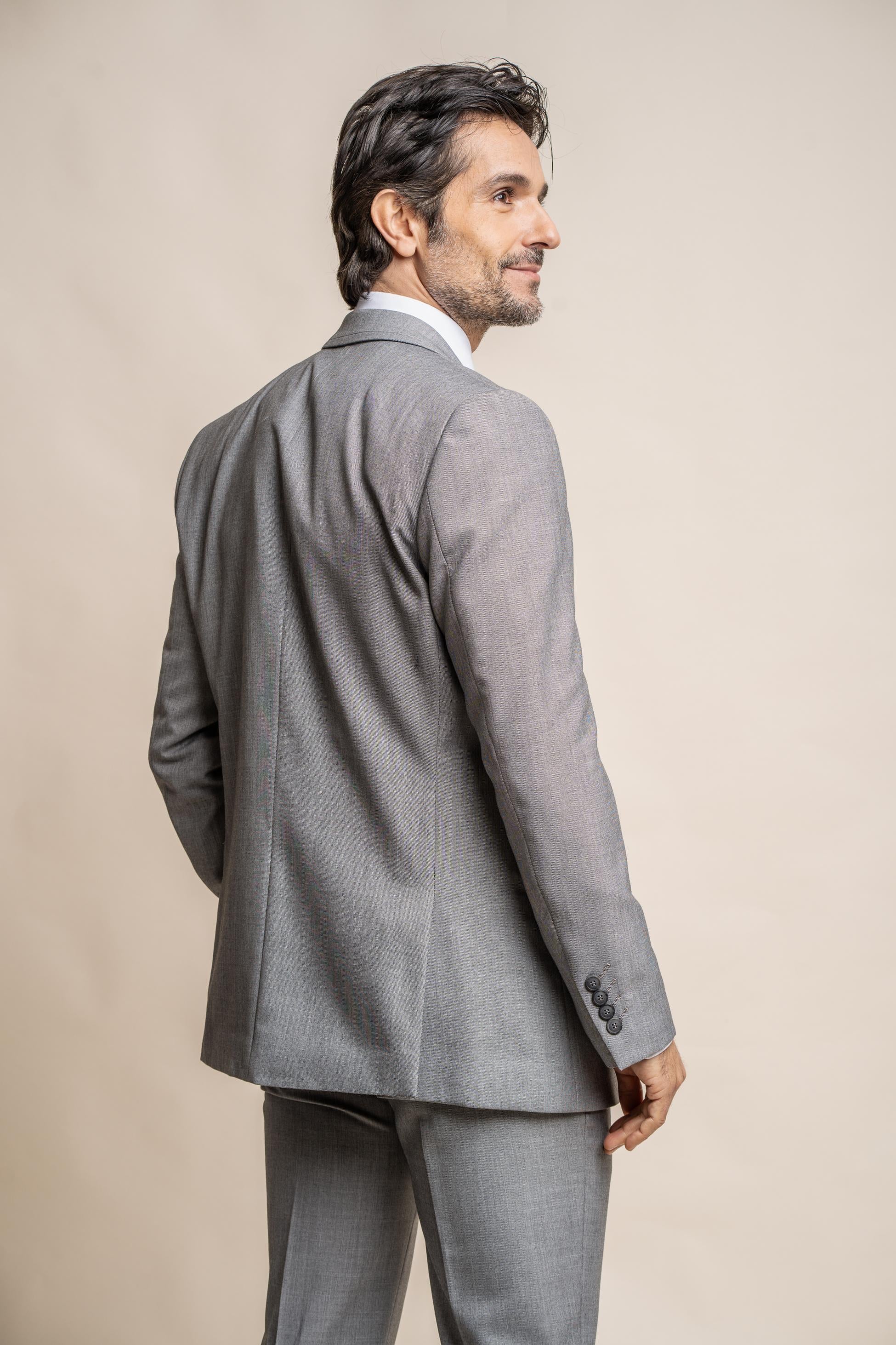 Mens Light Grey Slim Fit Suit Jacket REEGAN