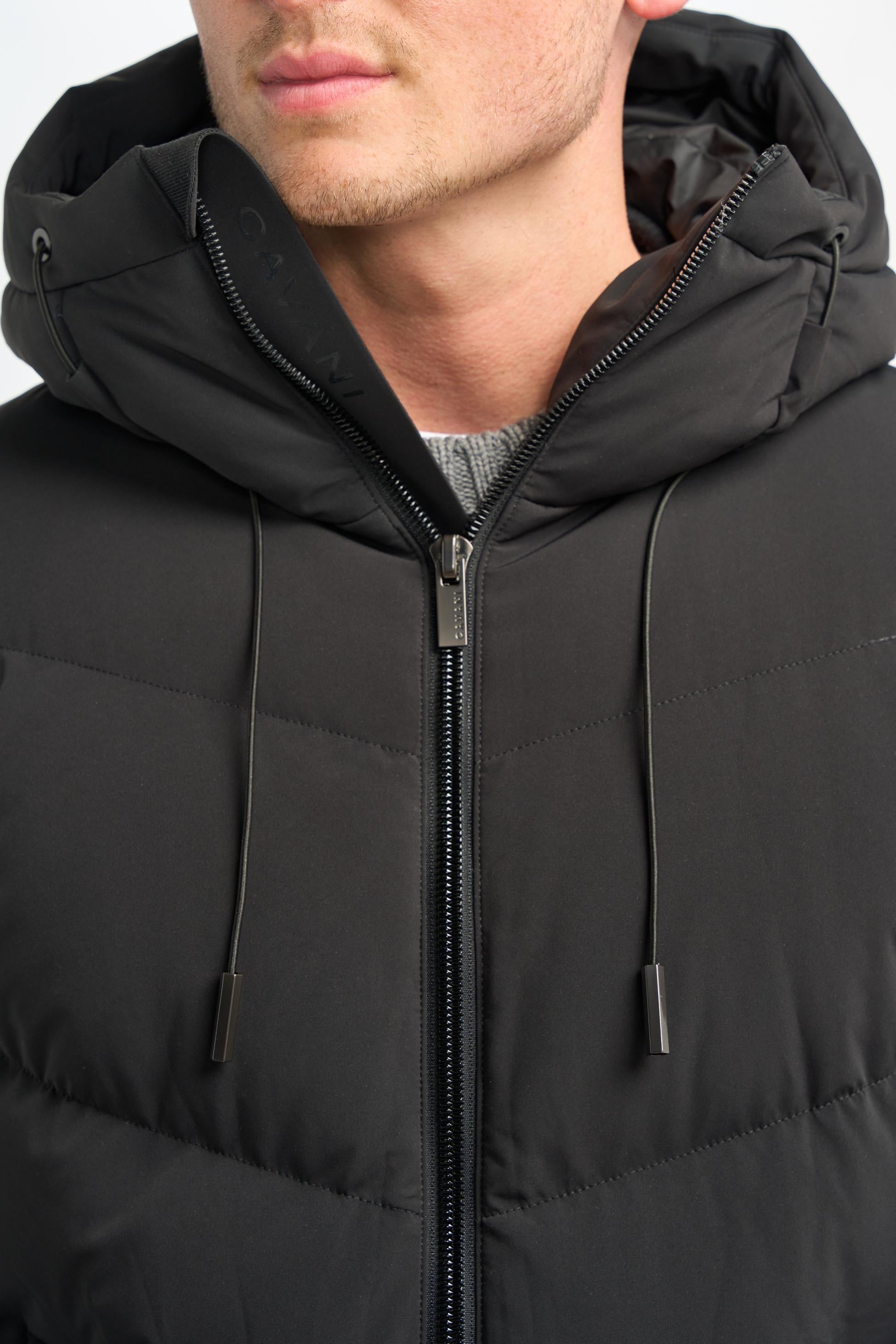 Men's black quilted puffer winter coat, FABINI.