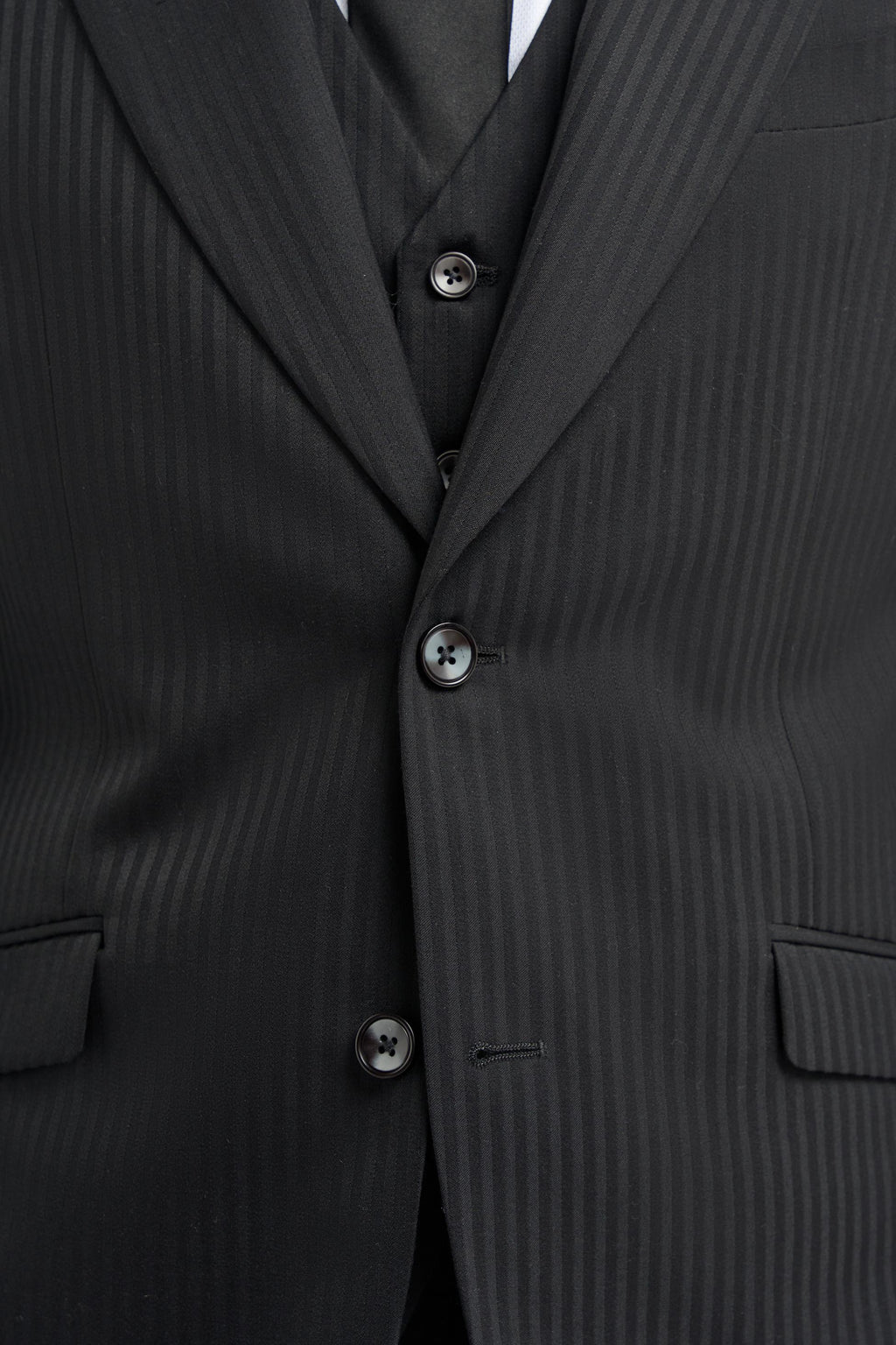 Mens Black Wool Pinstripe Suit Jacket ROBERTO