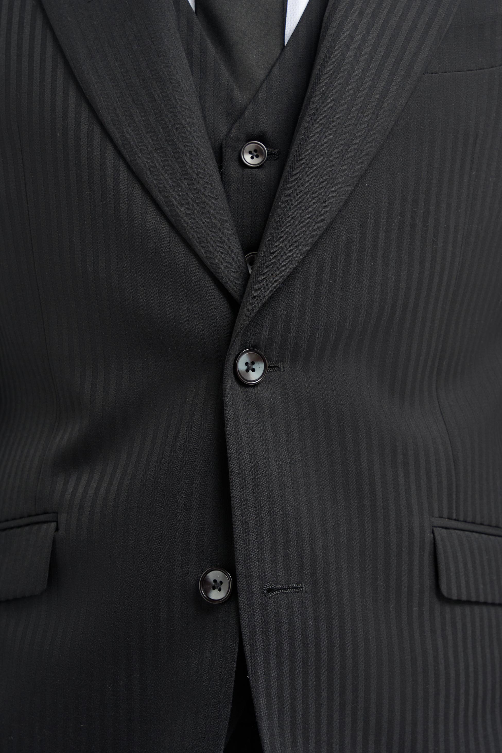 Mens Black Wool Pinstripe Suit Jacket ROBERTO