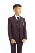 boys’ tweed check slim fit 3-piece wedding suit
