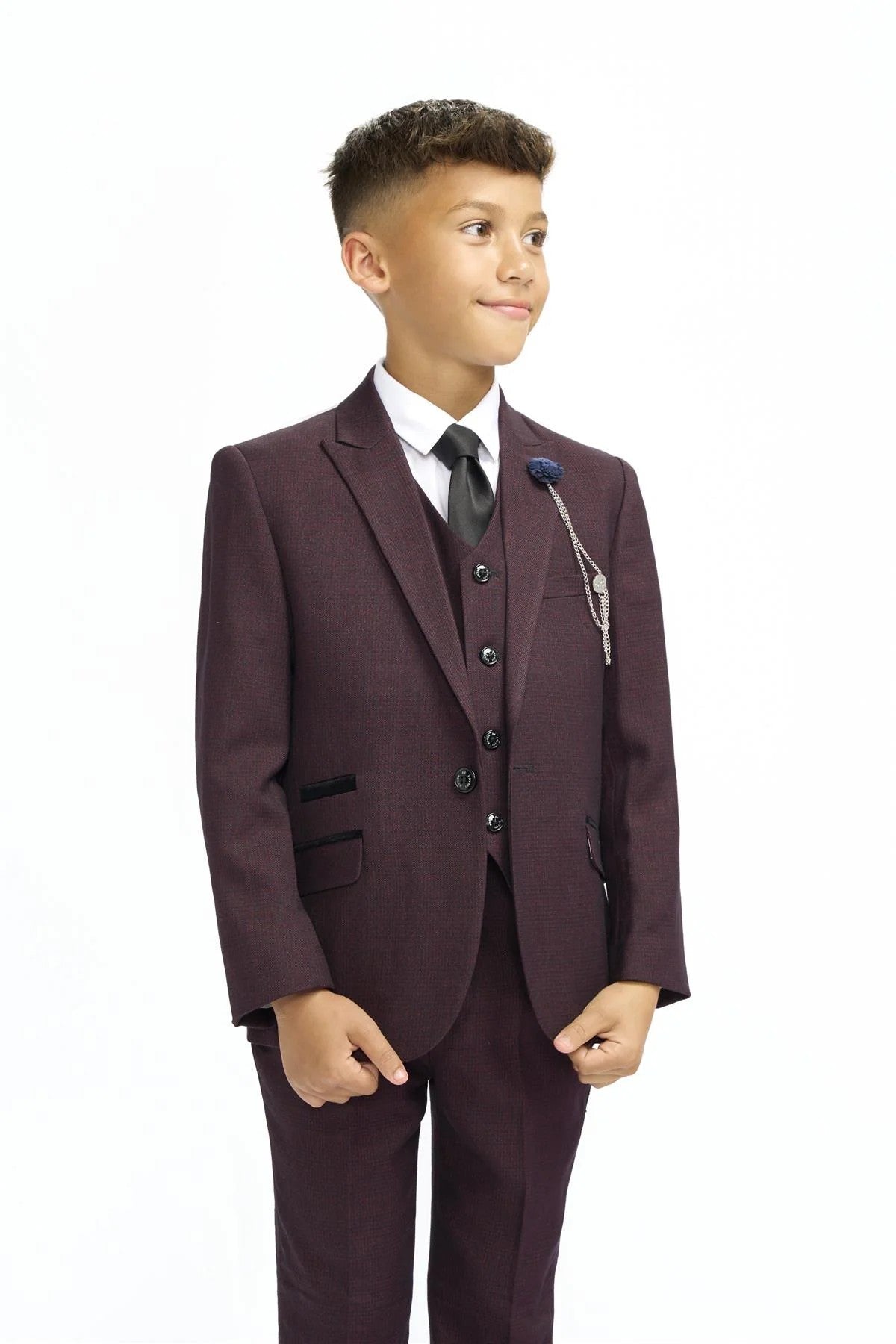 3-Piece Slim Suit for Boys – Wine