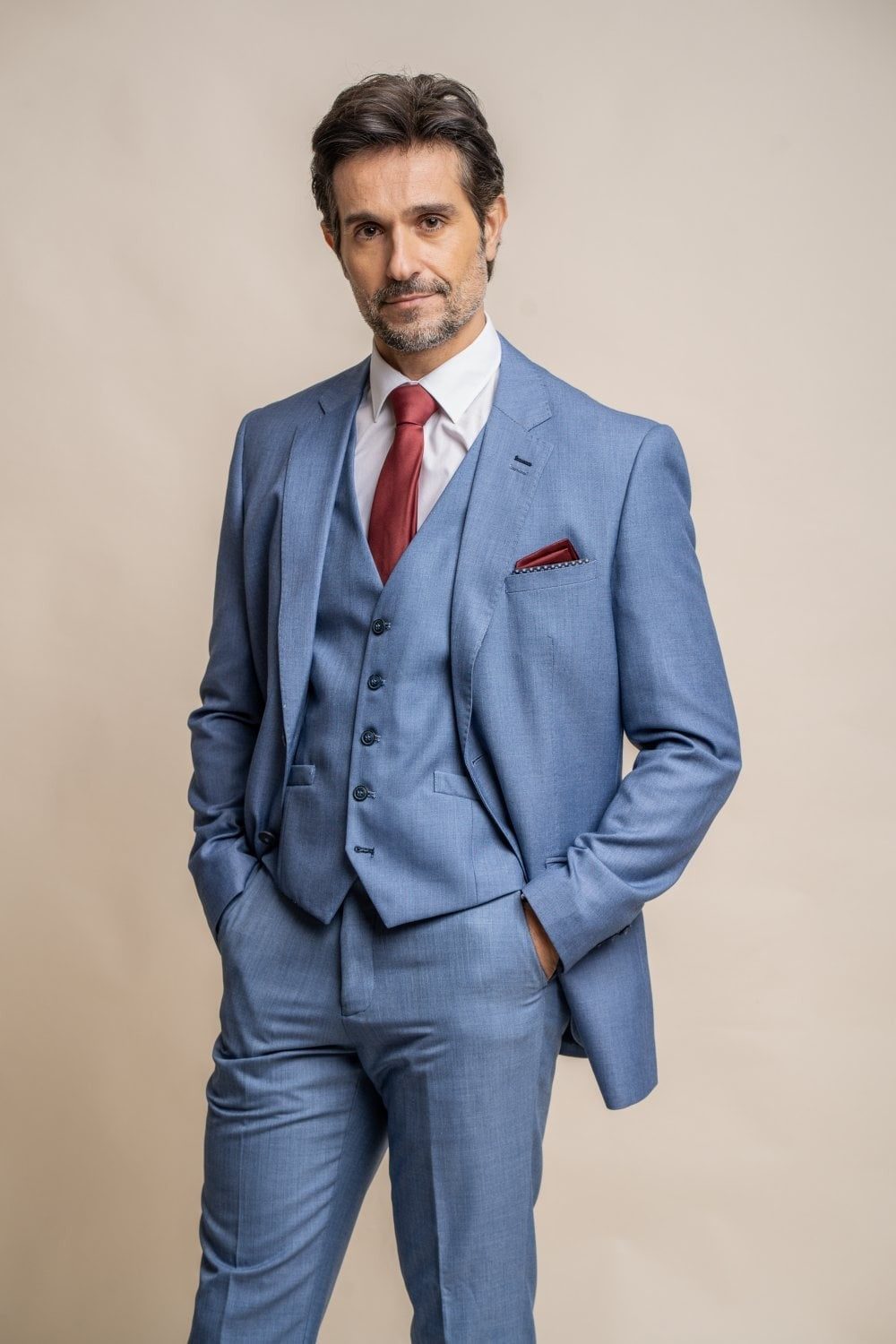 Mens sky blue slim fit suit jacket REEGAN mens smart look