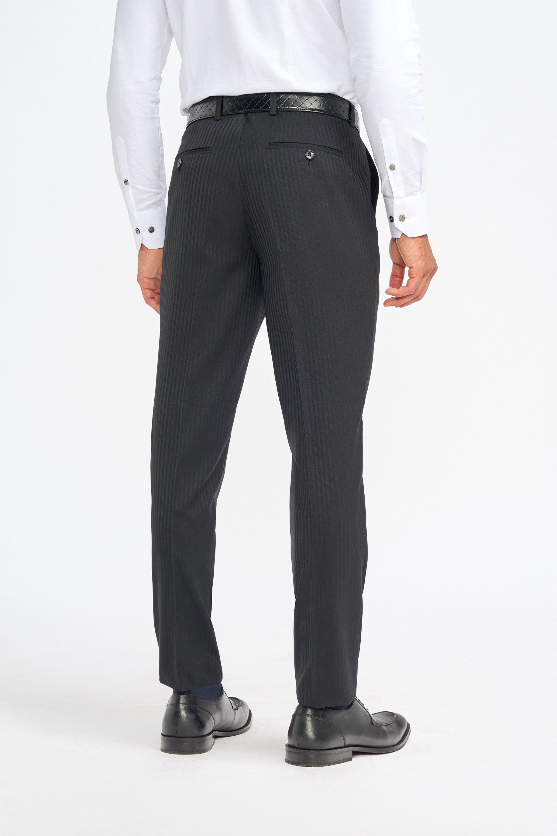 Roberto Black Men's 3-Piece Wool Pinstripe Suit