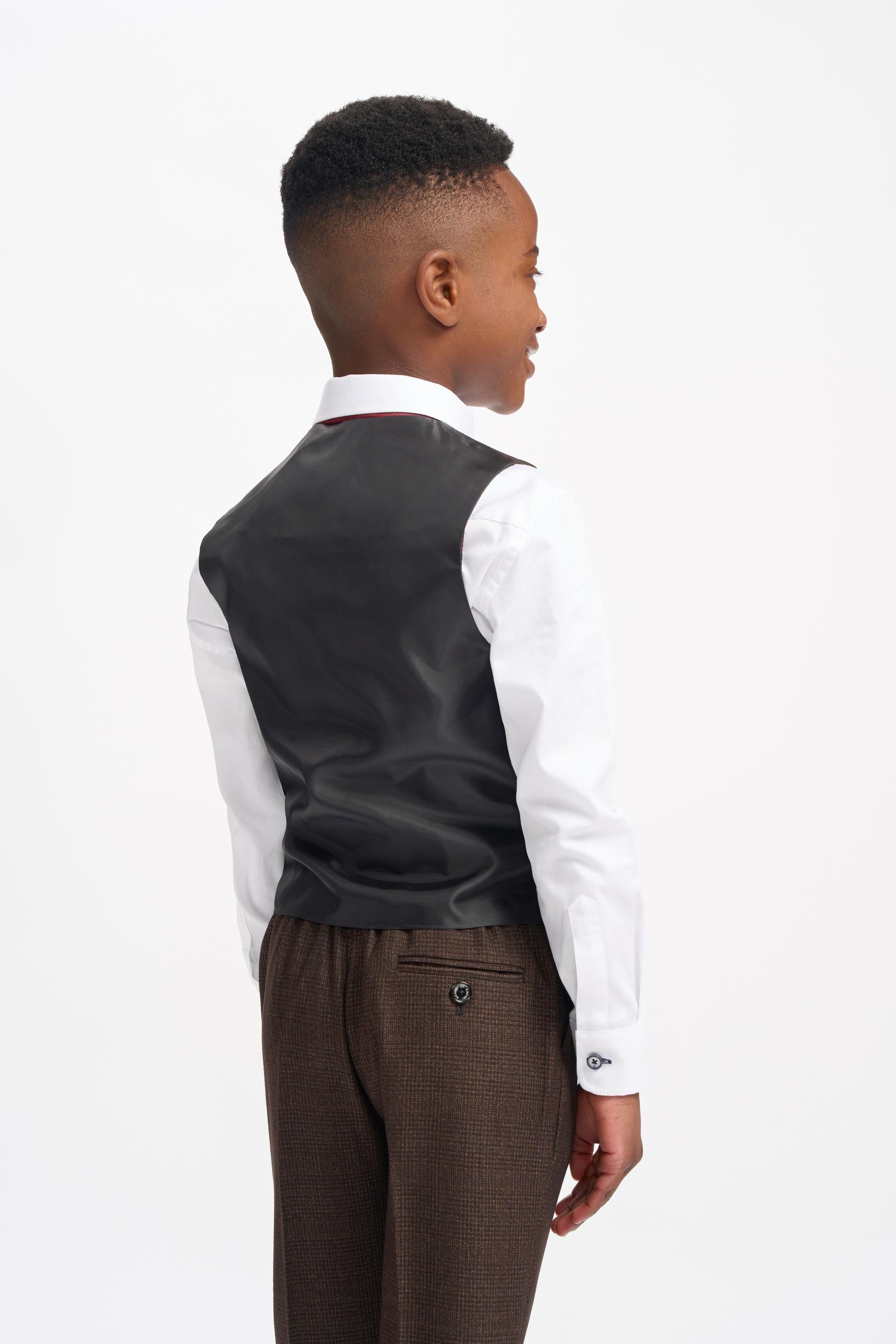 3-Piece Slim Brown Suit for Boys – Brown