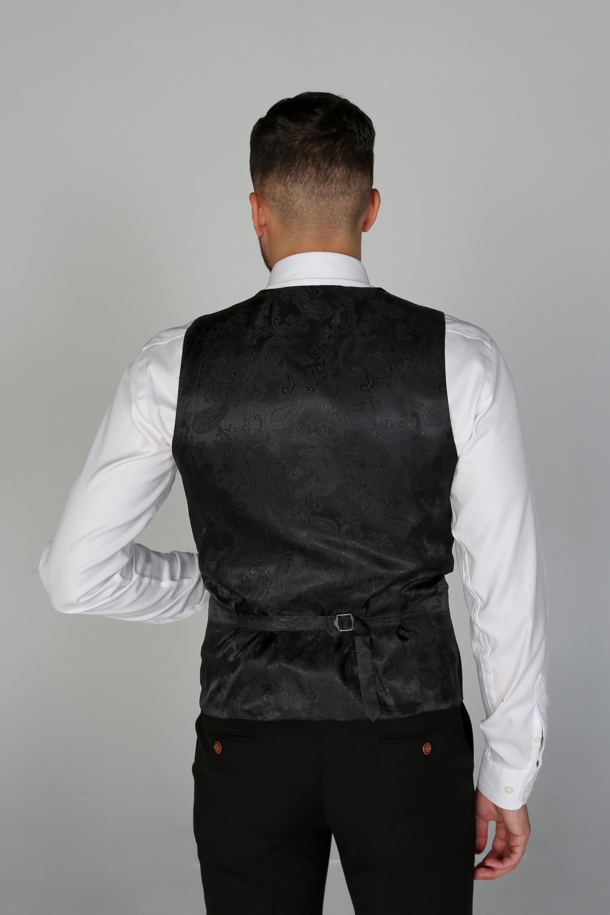Mens Black Tailored Fit Single Breasted Waistcoat MAYFAIR