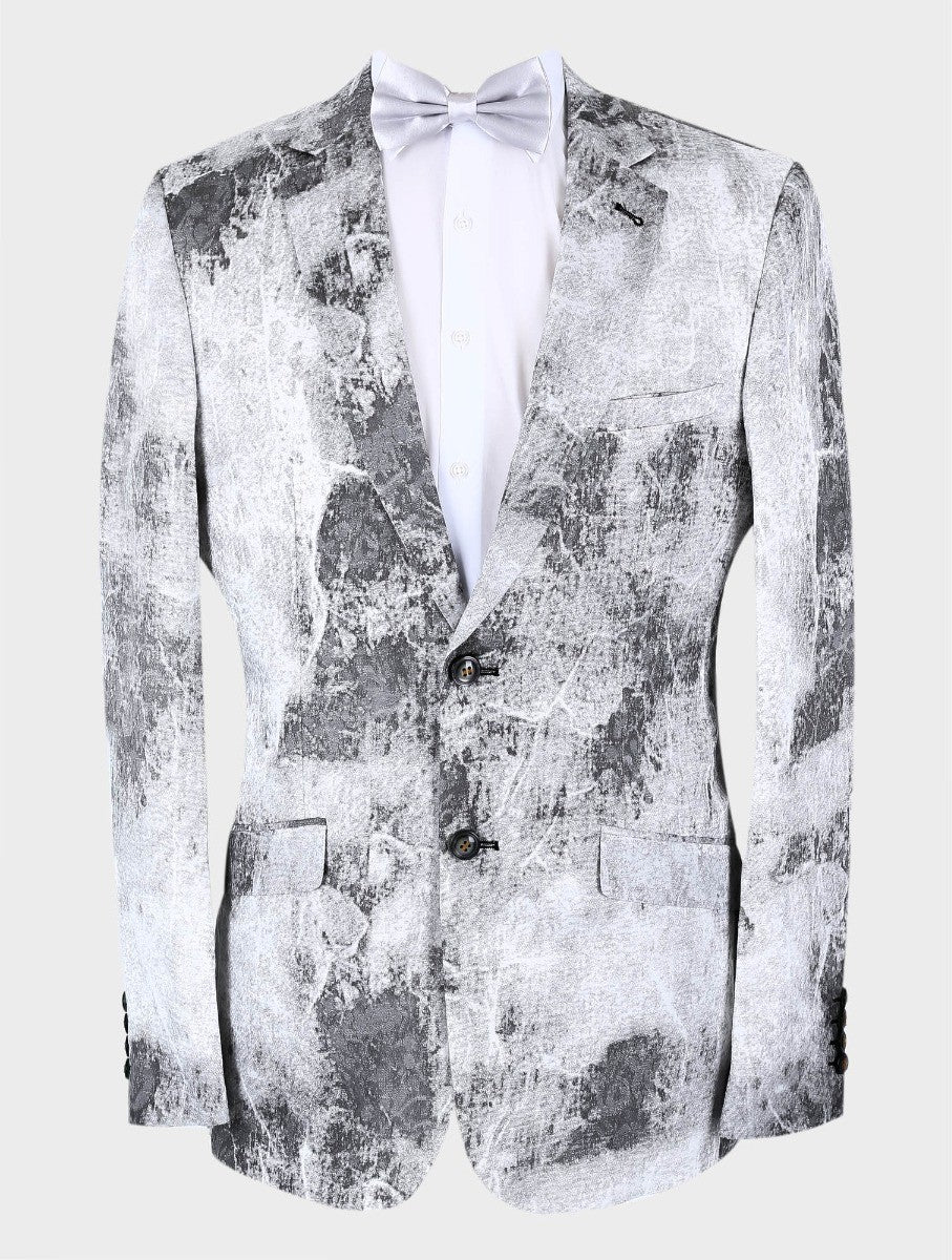 Men’s patterned slim fit formal wedding groom suit blazer front view
