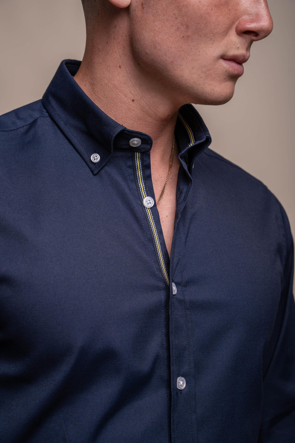 Mens Tessa Navy Blue Casual Cotton Shirt
