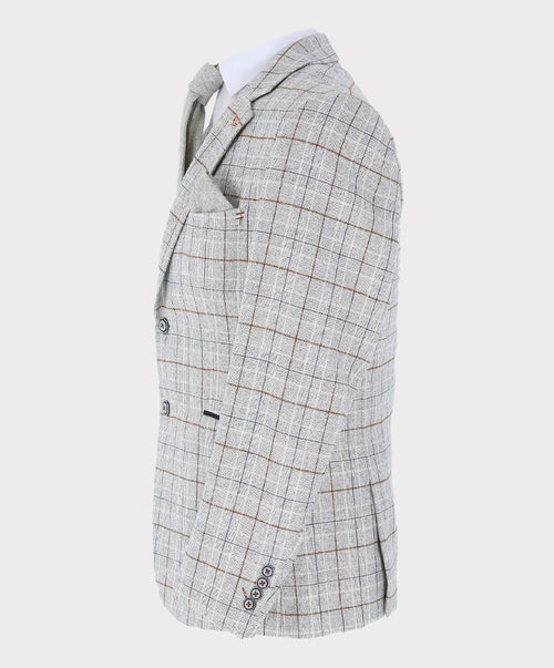 Men's Cody Ice Blue 3-Piece Tweed Windowpane Formal Slim Fit Set