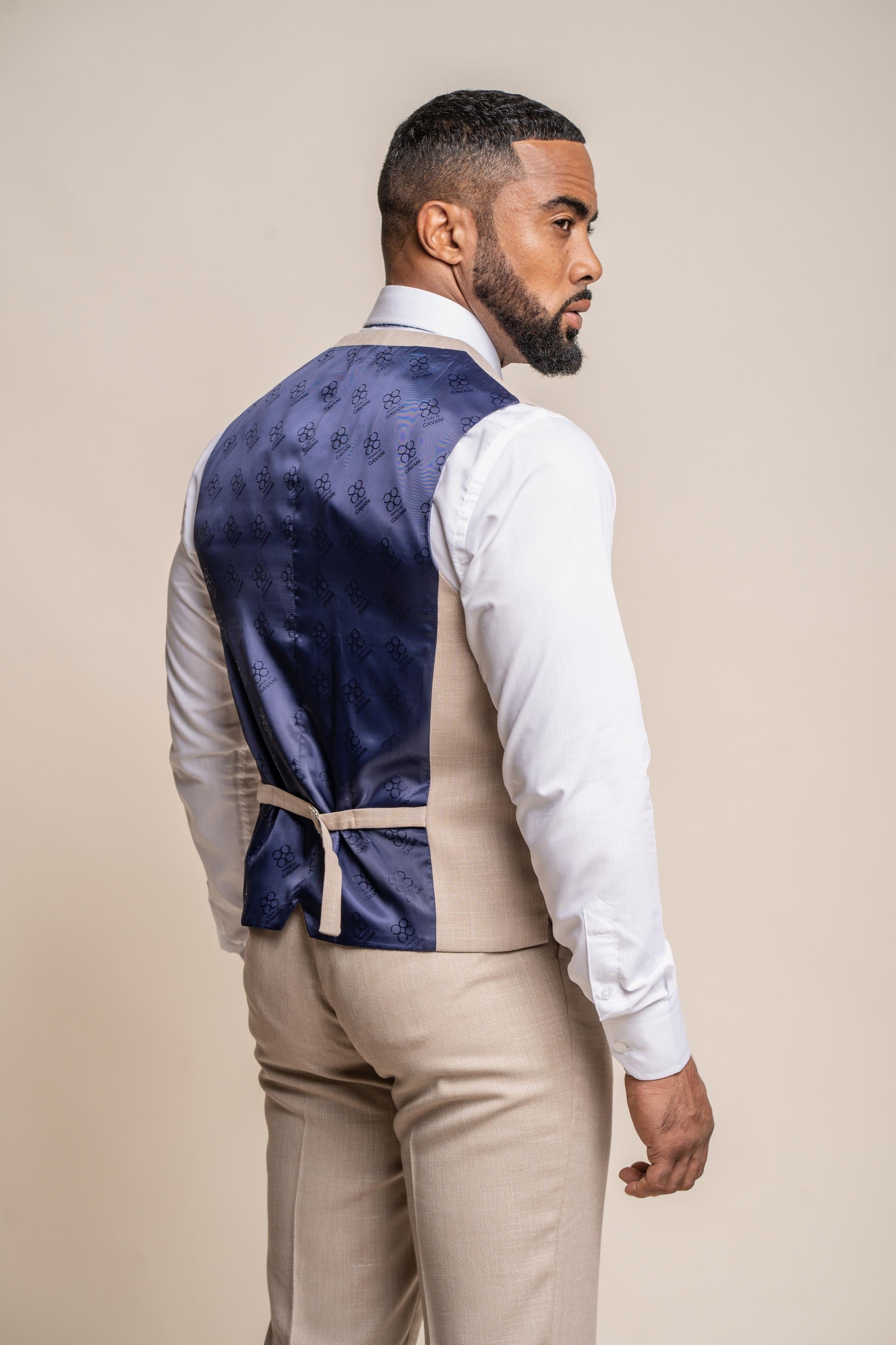 Mens Beige Slim Fit Formal Waistcoat MIAMI