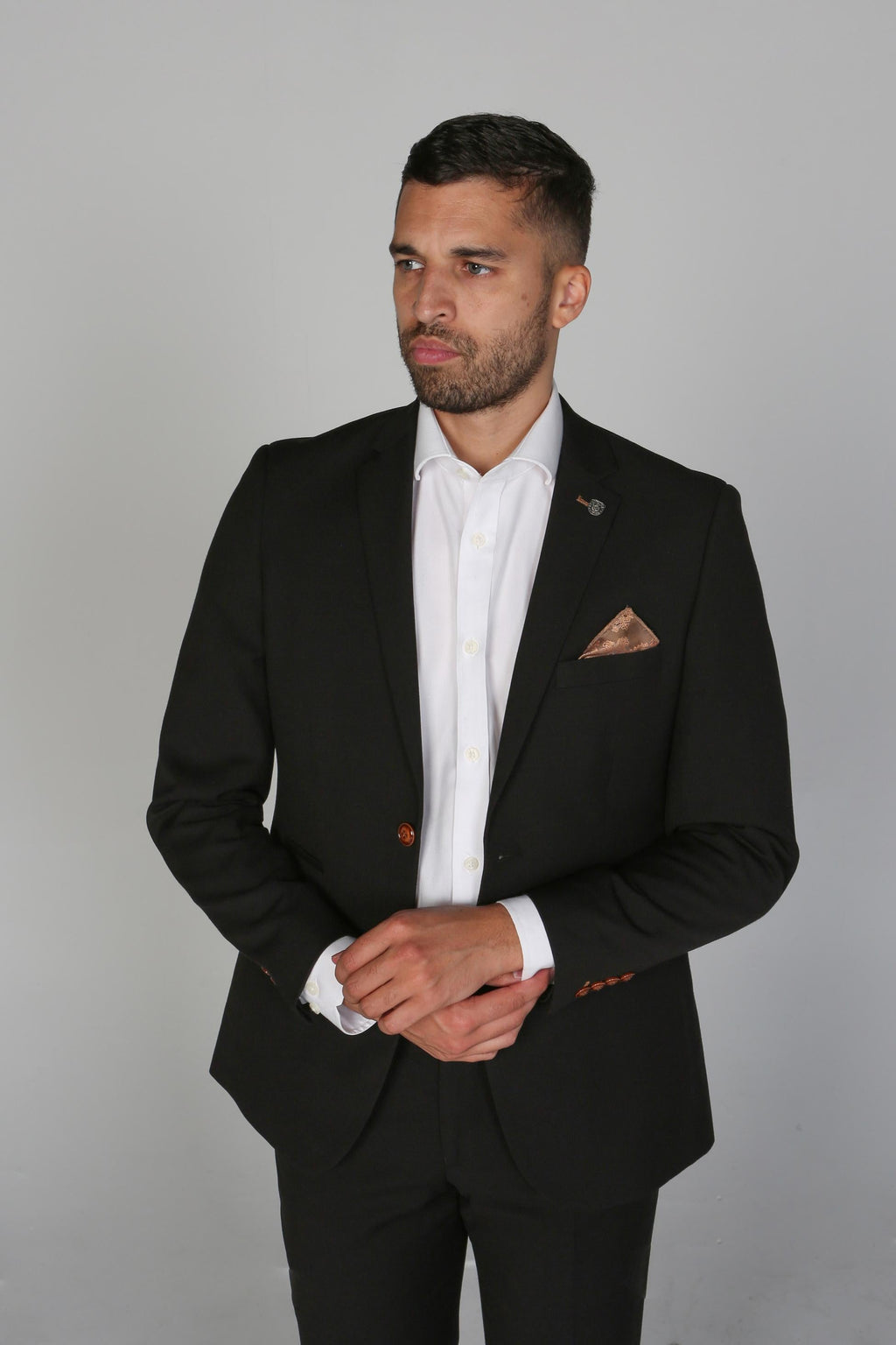 Mens black tailored fit suit jacket MAYFAIR formal look