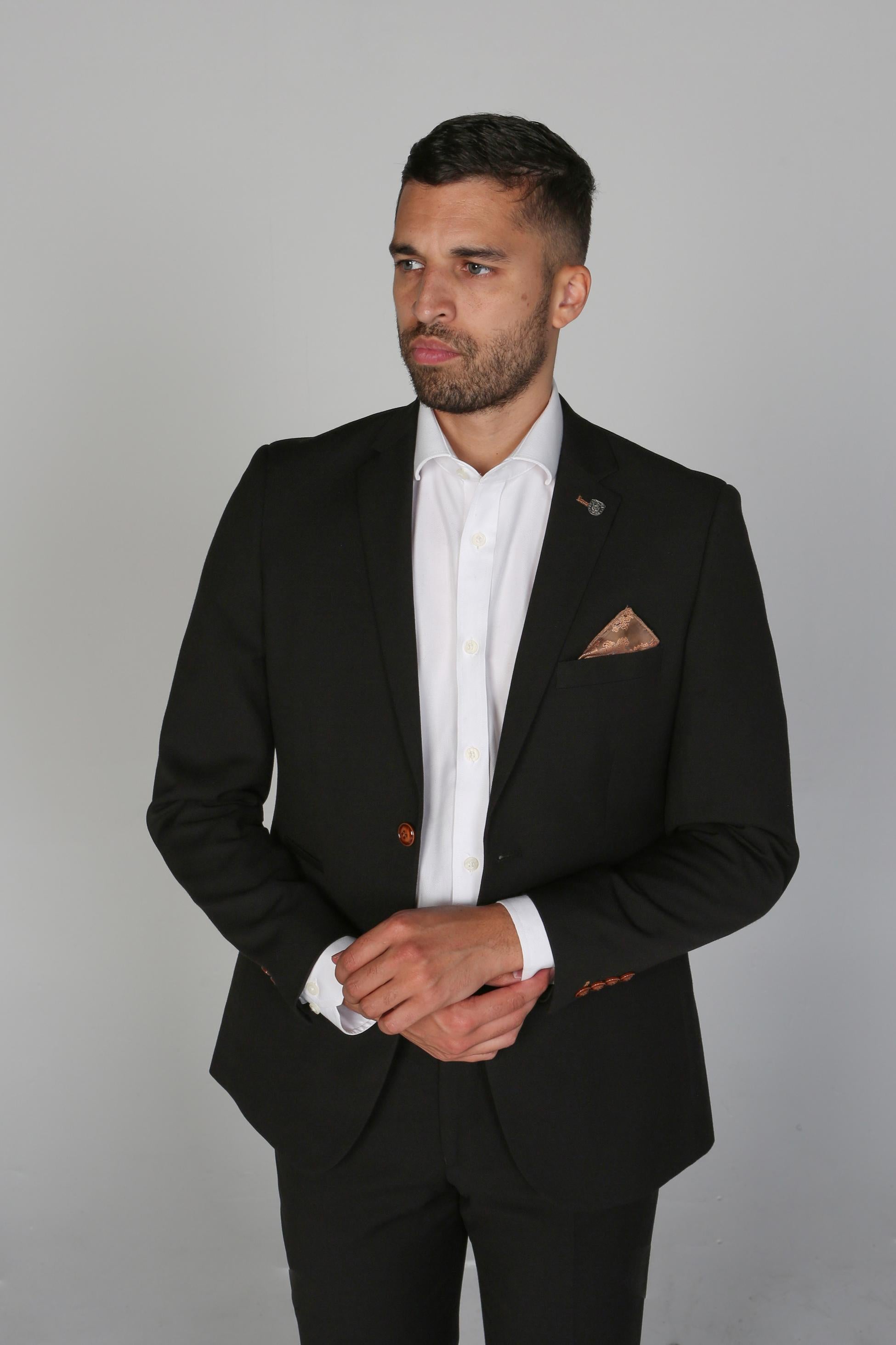 Mens black tailored fit suit jacket MAYFAIR formal look