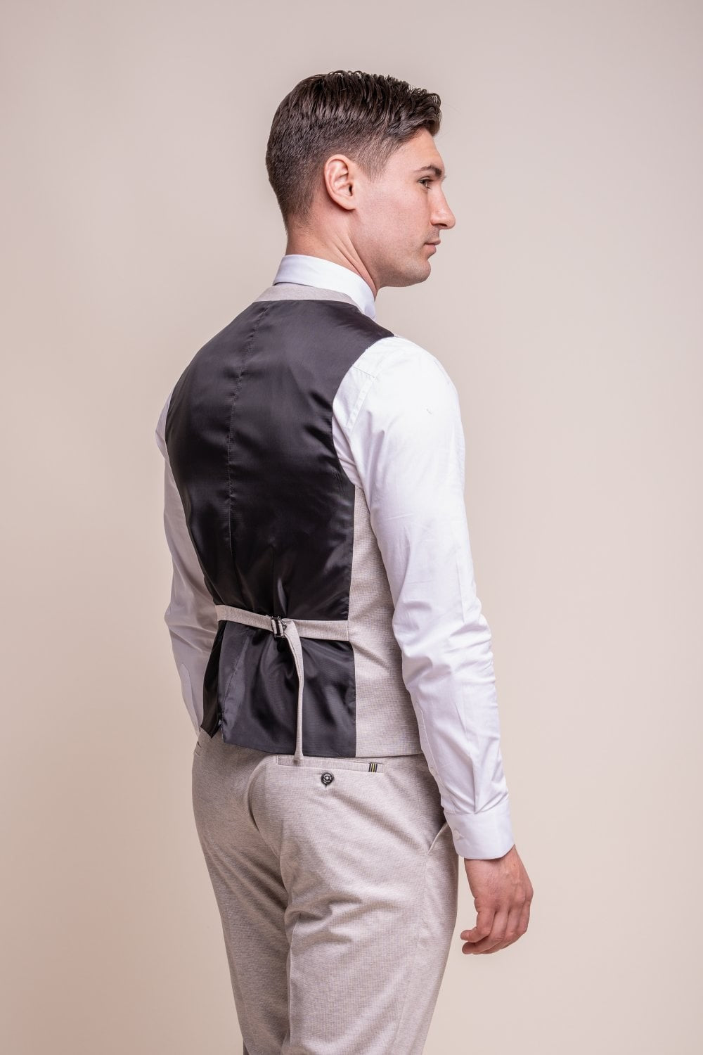Mens Beige Slim Fit Formal Waistcoat VALENCIA