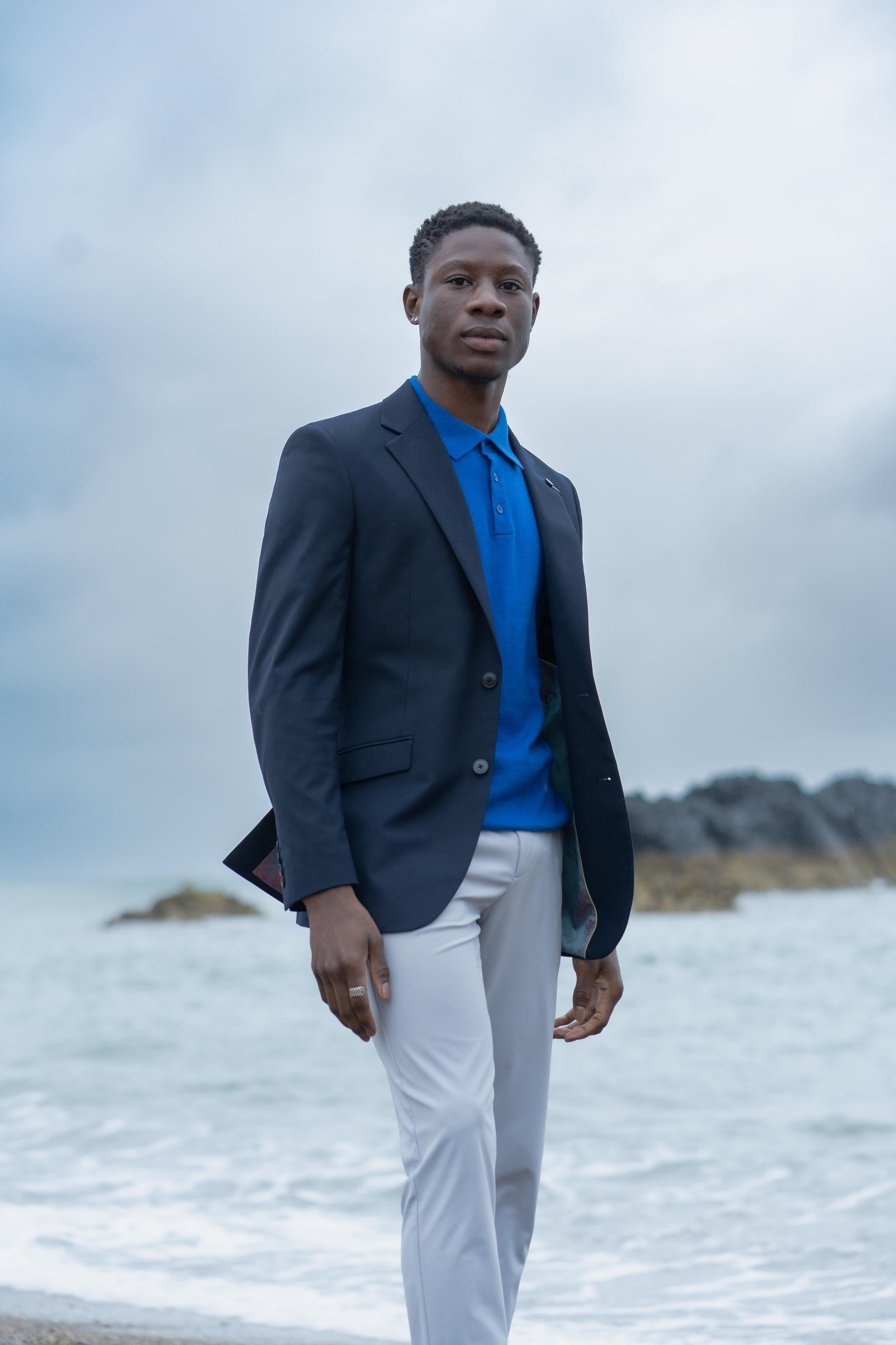 Mens Navy Premium Slim Fit Suit Jacket MALIBU