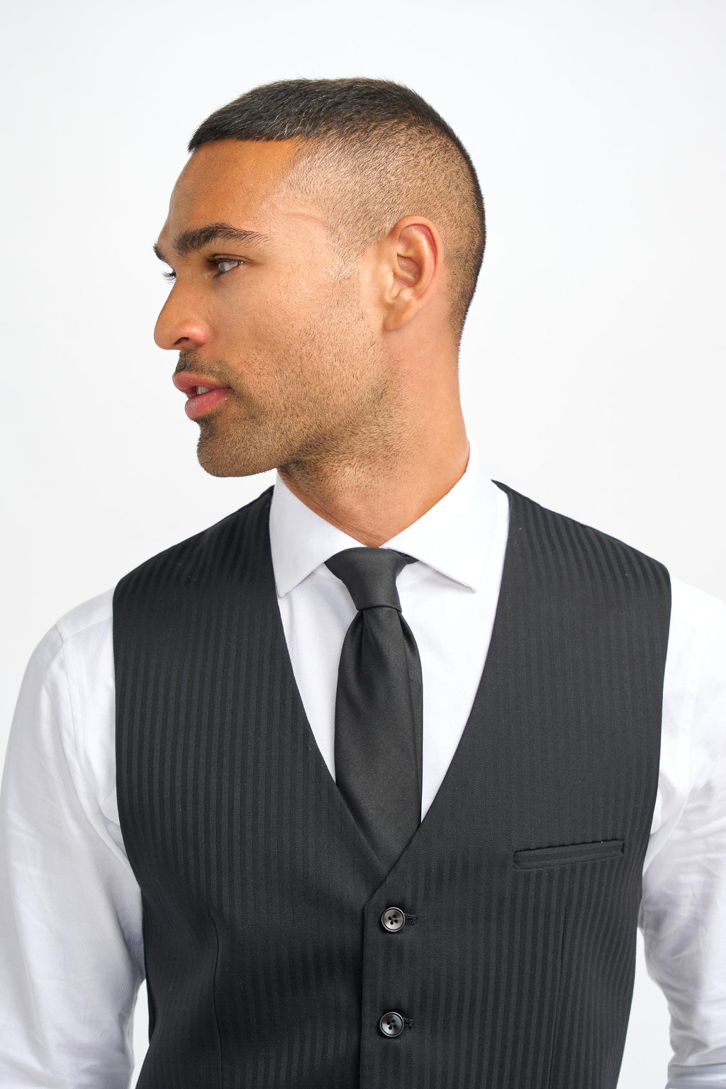 Roberto Black Men's 3-Piece Wool Pinstripe Suit