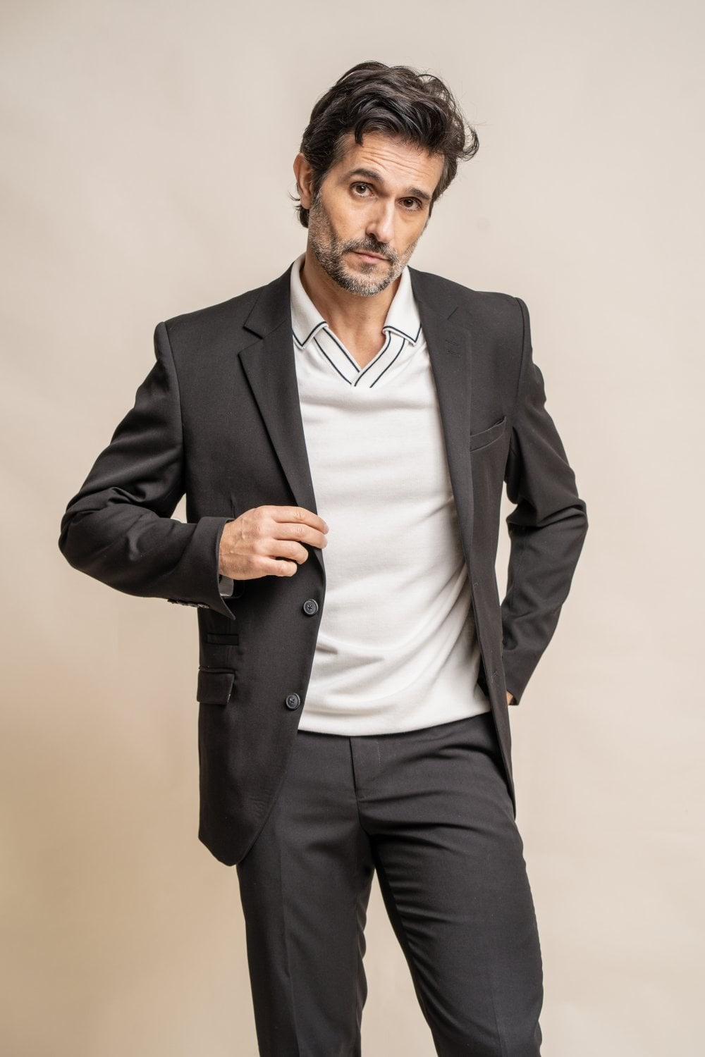 Mens black slim fit formal suit jacket MARCO elegant wear