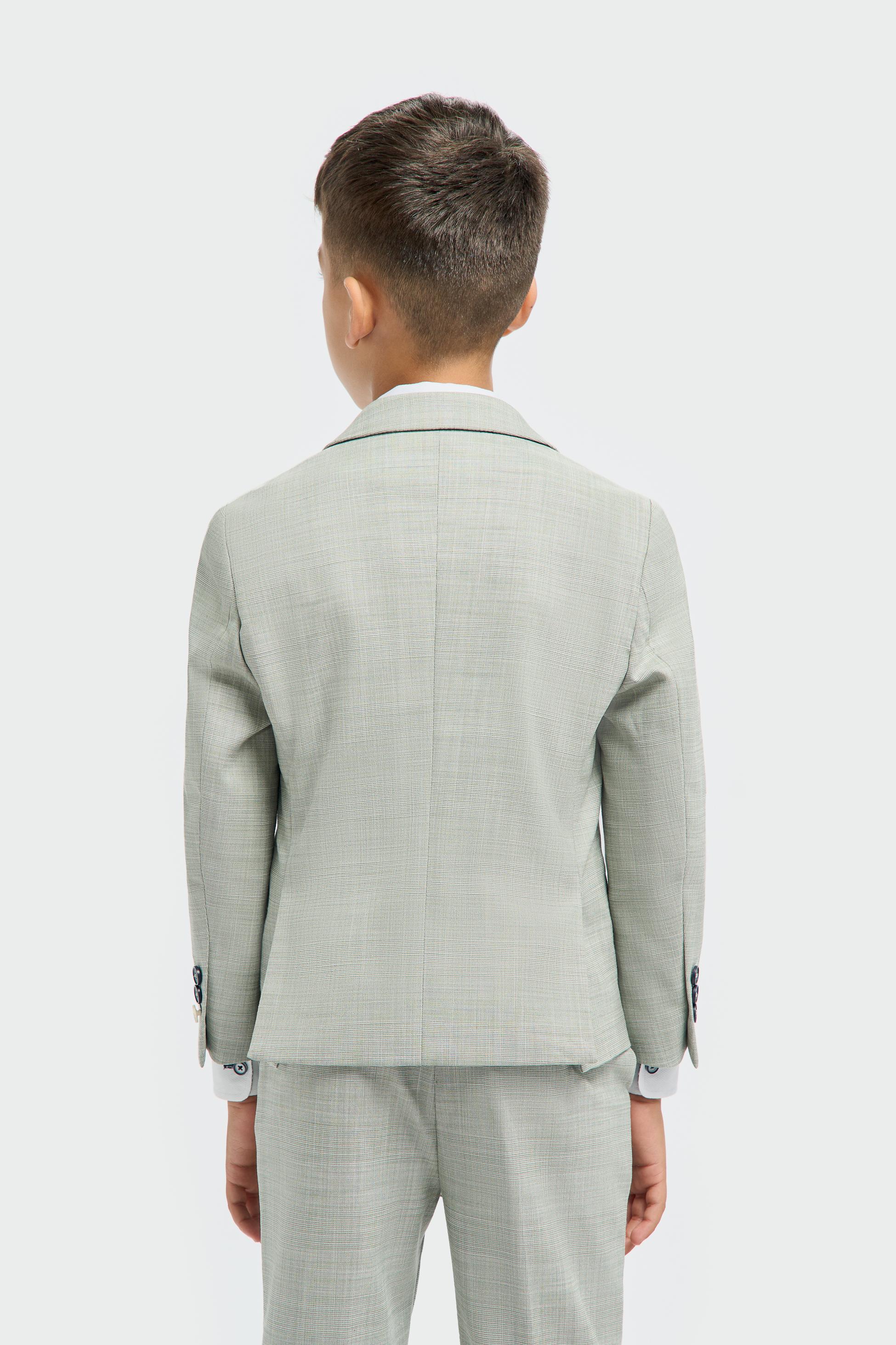 Boys Sage Green 3 Piece Textured Suit CAMDEN
