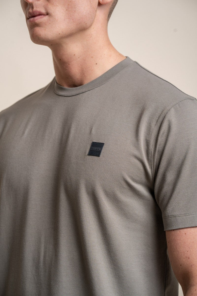 Mens Sage Green Crew Neck Cotton T Shirt BOGART