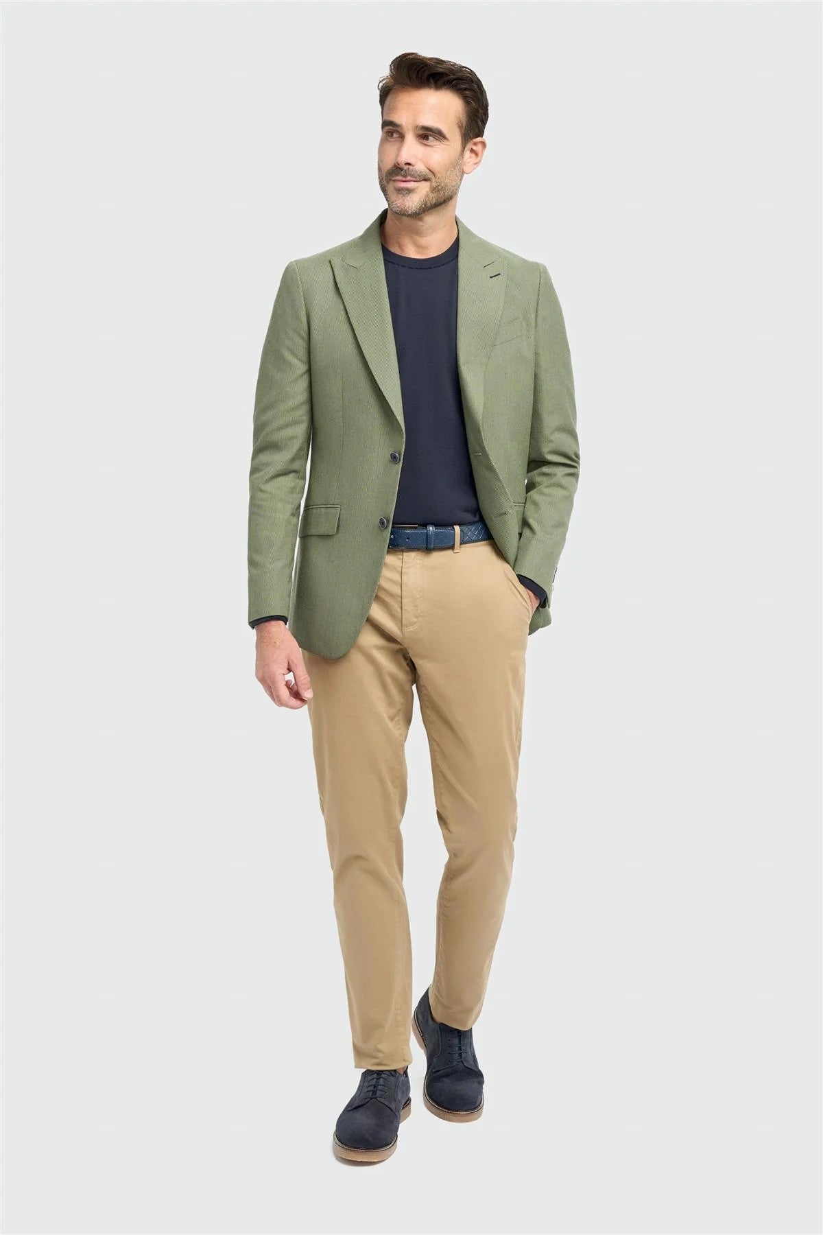 Mens Olive Green Textured Blazer CRISTO
