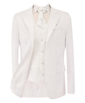 White blazer with a white shirt and tie on a white background