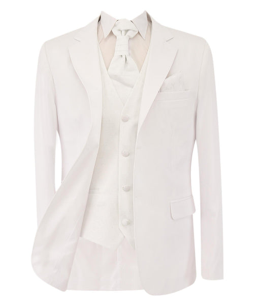 White blazer with a white shirt and tie on a white background