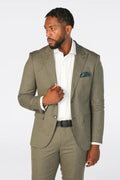 Men's tailored fit plaid sage green suit, 2-piece set