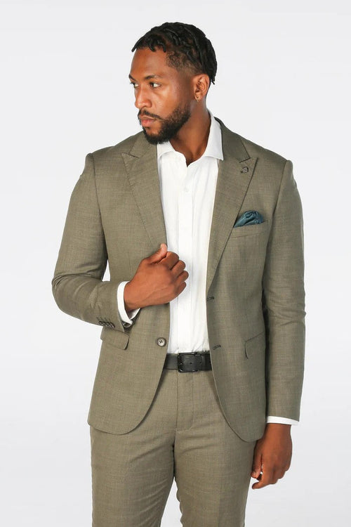 Men's tailored fit plaid sage green suit, 2-piece set