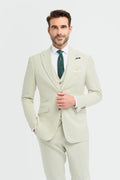men’s 3-piece slim fit textured formal suit set